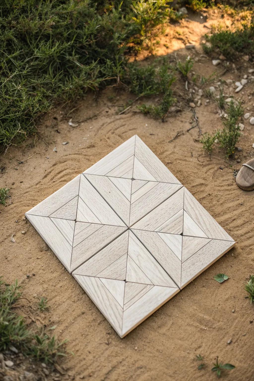 Transform your outdoor space with the elegance of interlocking tiles, where simplicity meets natural beauty.