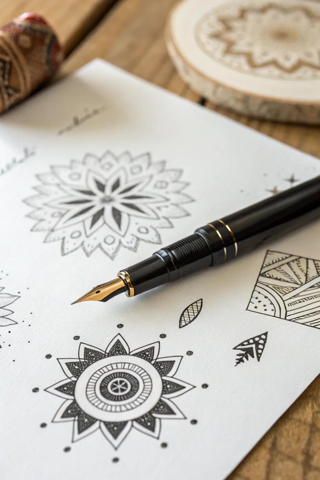 Elevate your space with the elegance of geometric ink artistry.