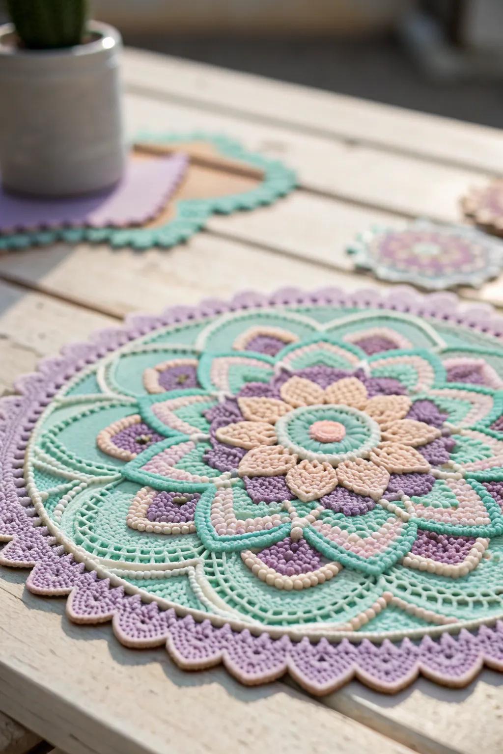 Find your zen with this enchanting perler bead mandala, a perfect blend of simplicity and natural beauty.