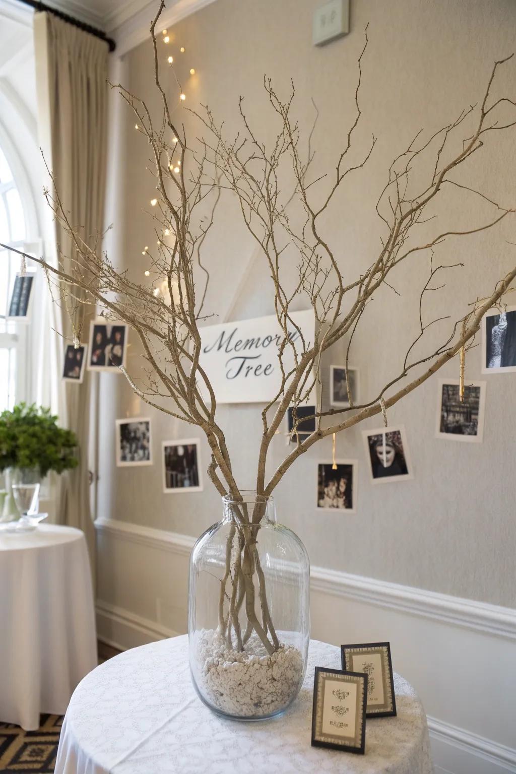 Celebrate cherished moments with a Memory Tree centerpiece, where simplicity meets heartfelt elegance.