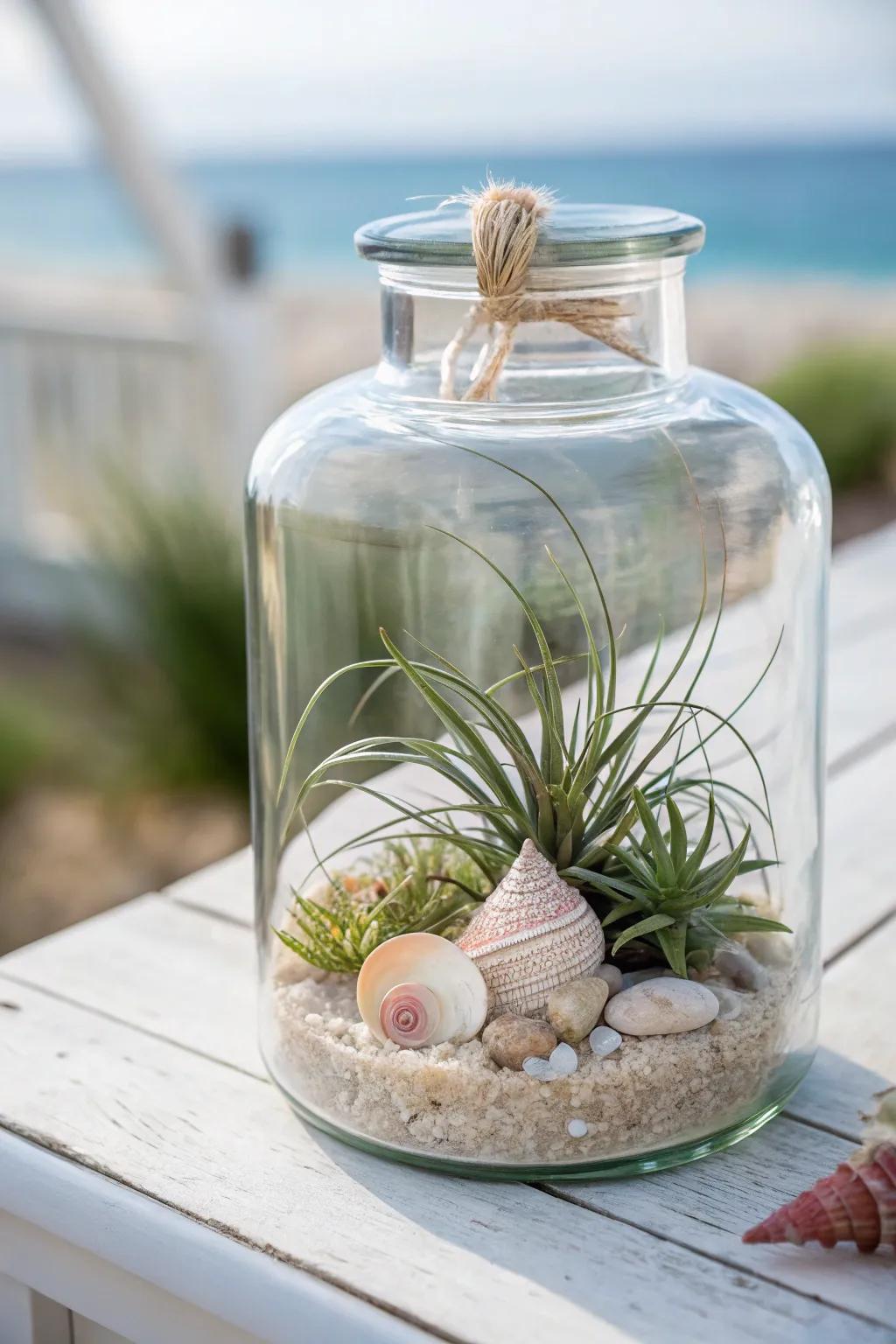Bring the beach home with this serene seashell terrarium!