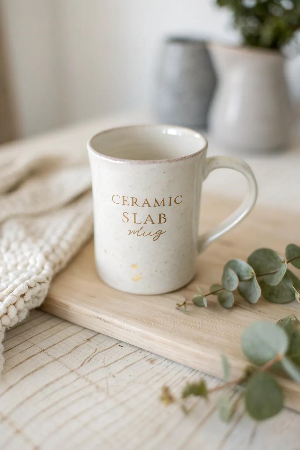 Infuse your morning ritual with elegance through calligraphy on a handcrafted mug.