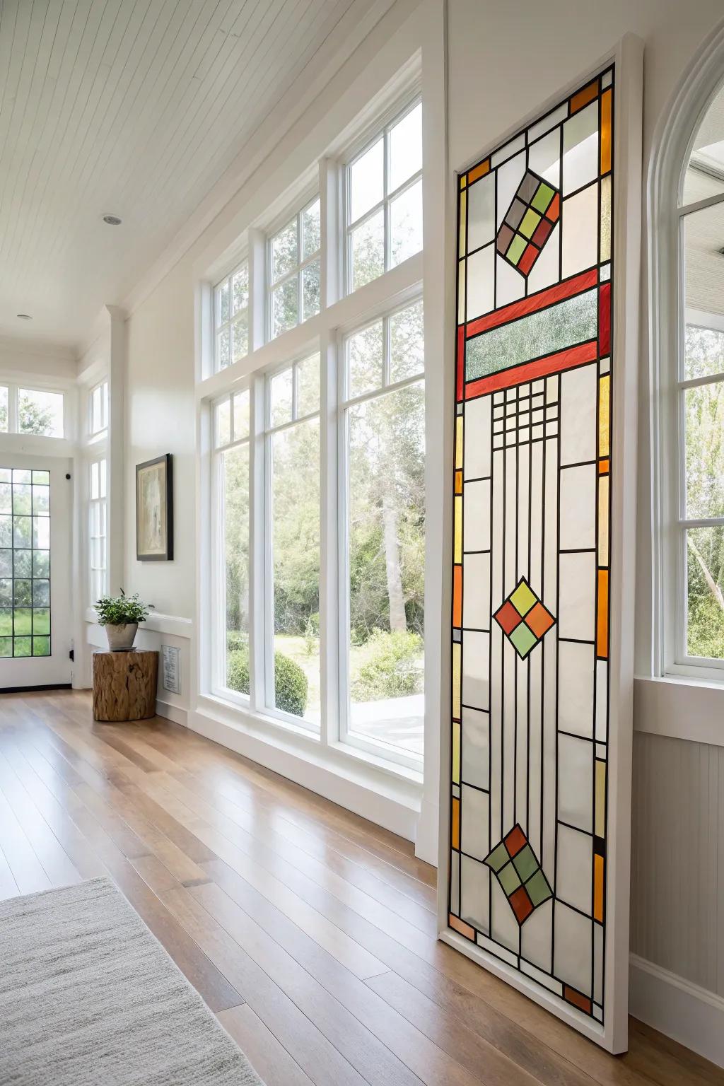 Minimalist stained glass for modern simplicity.