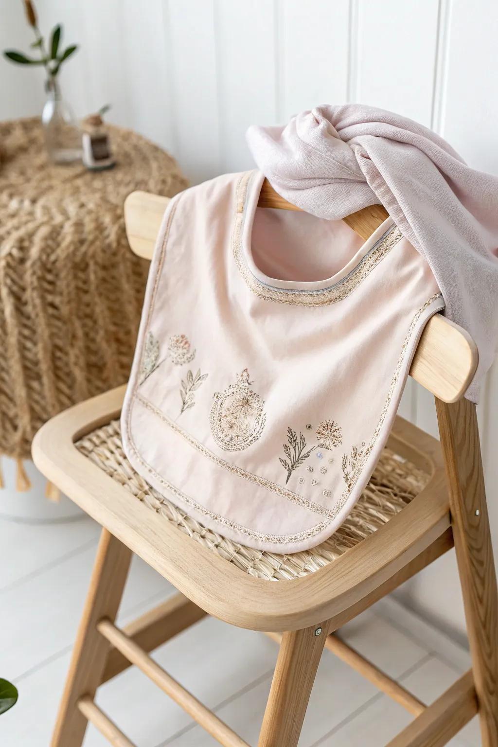 Transform your favorite tee into a charming bib, blending comfort and style with Scandinavian simplicity.
