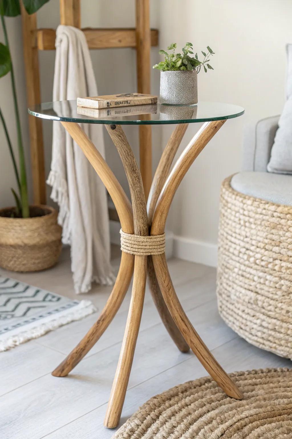 Transform your decor with these eco-chic wooden hanger legs for a stylish, conversation-starting table!