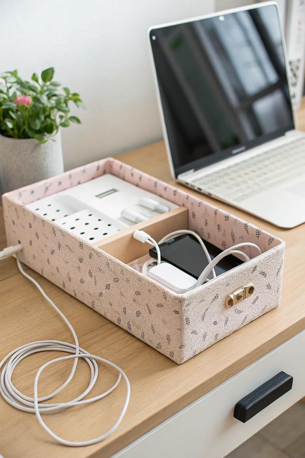Effortless elegance: Turn your shoebox into a chic charging station. #ThriftFlip #MinimalistBeauty