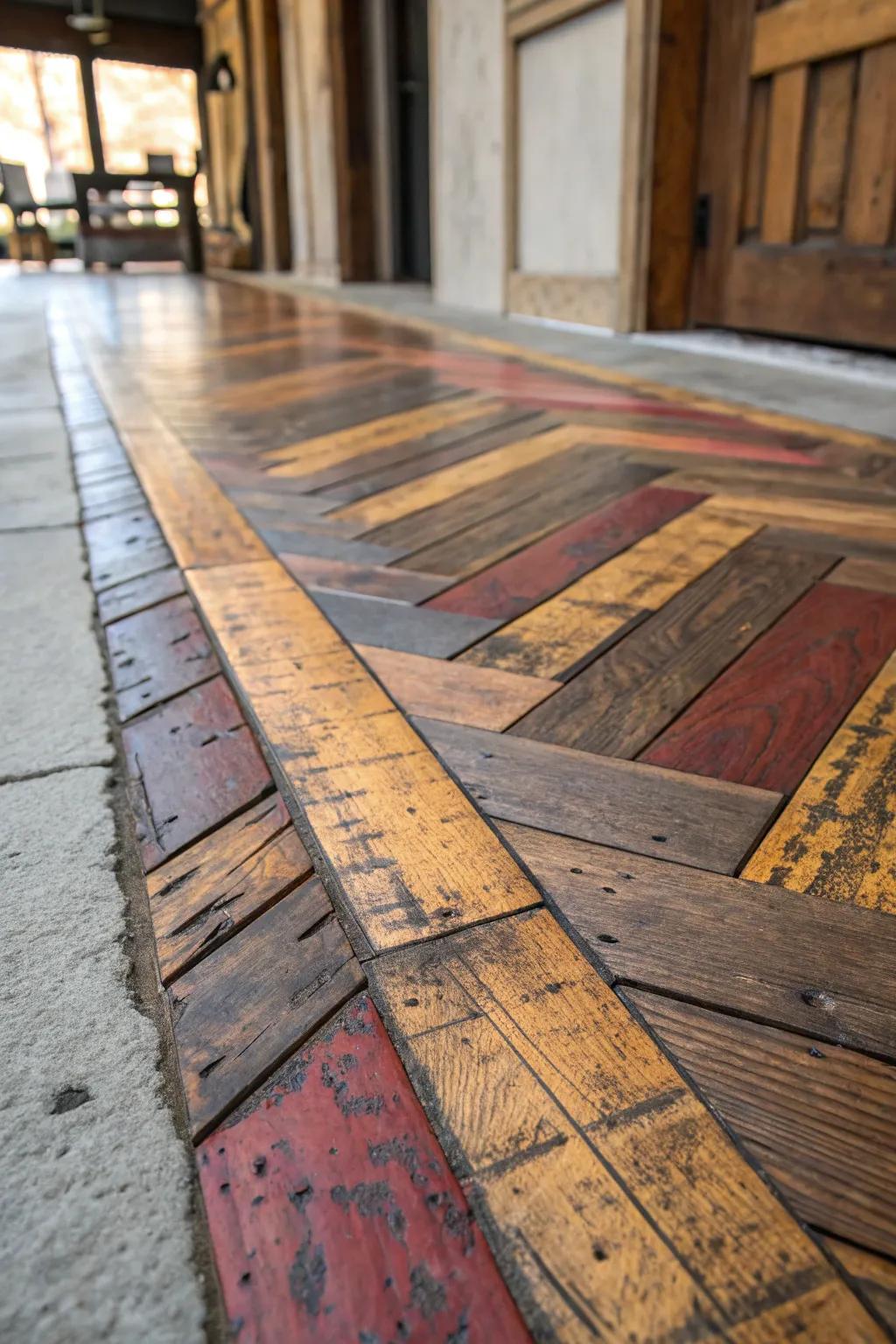Elevate your space with the timeless charm of reclaimed wood transitions.