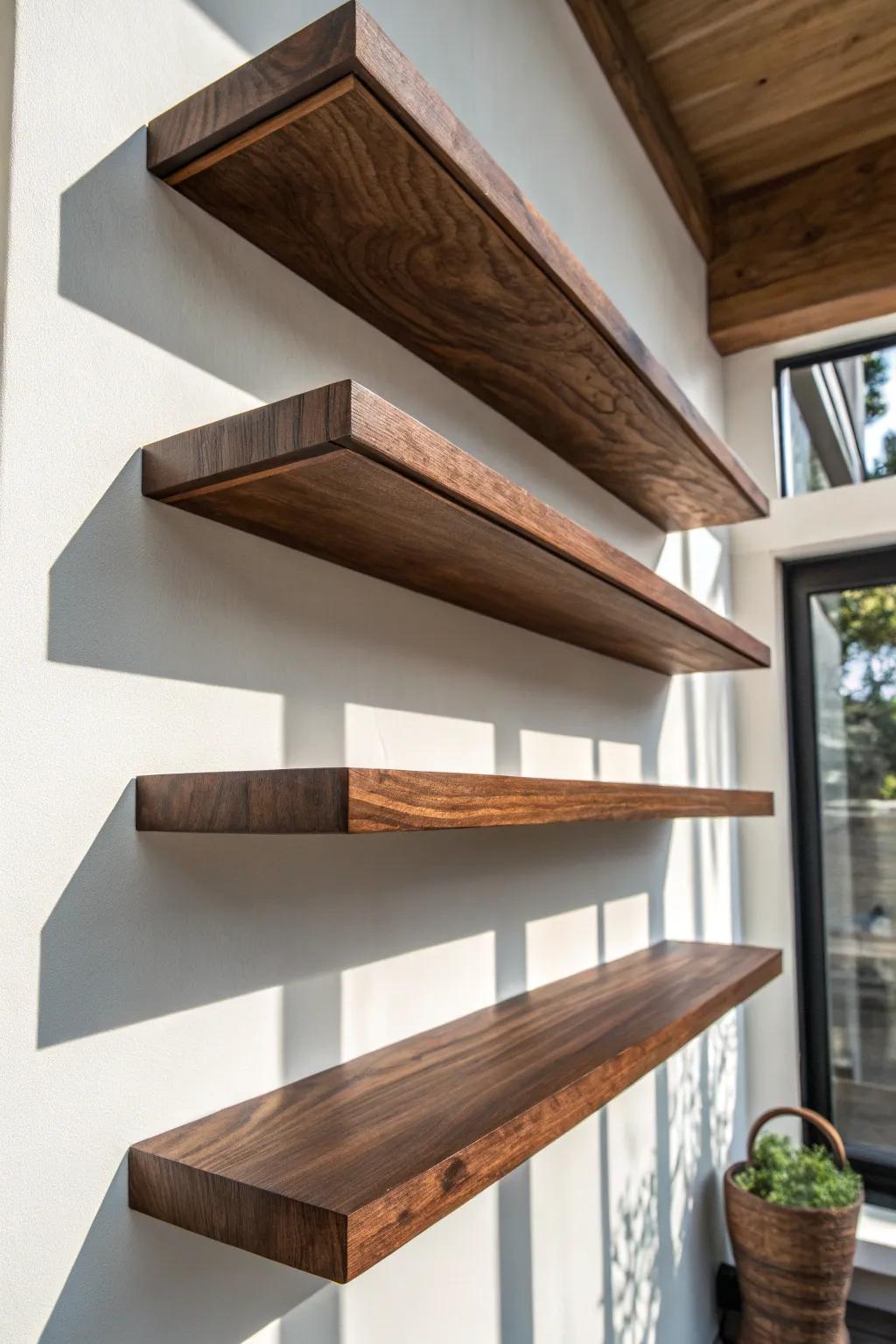 Elevate your space with the sleek allure of hidden bracket floating shelves.