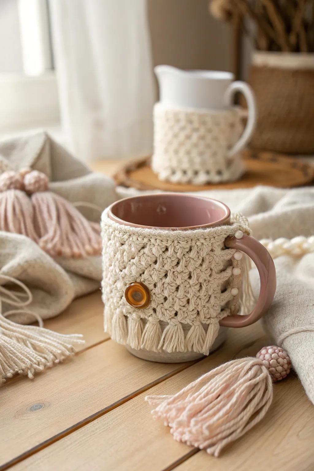 Sip in style with a cozy touch of handmade elegance.