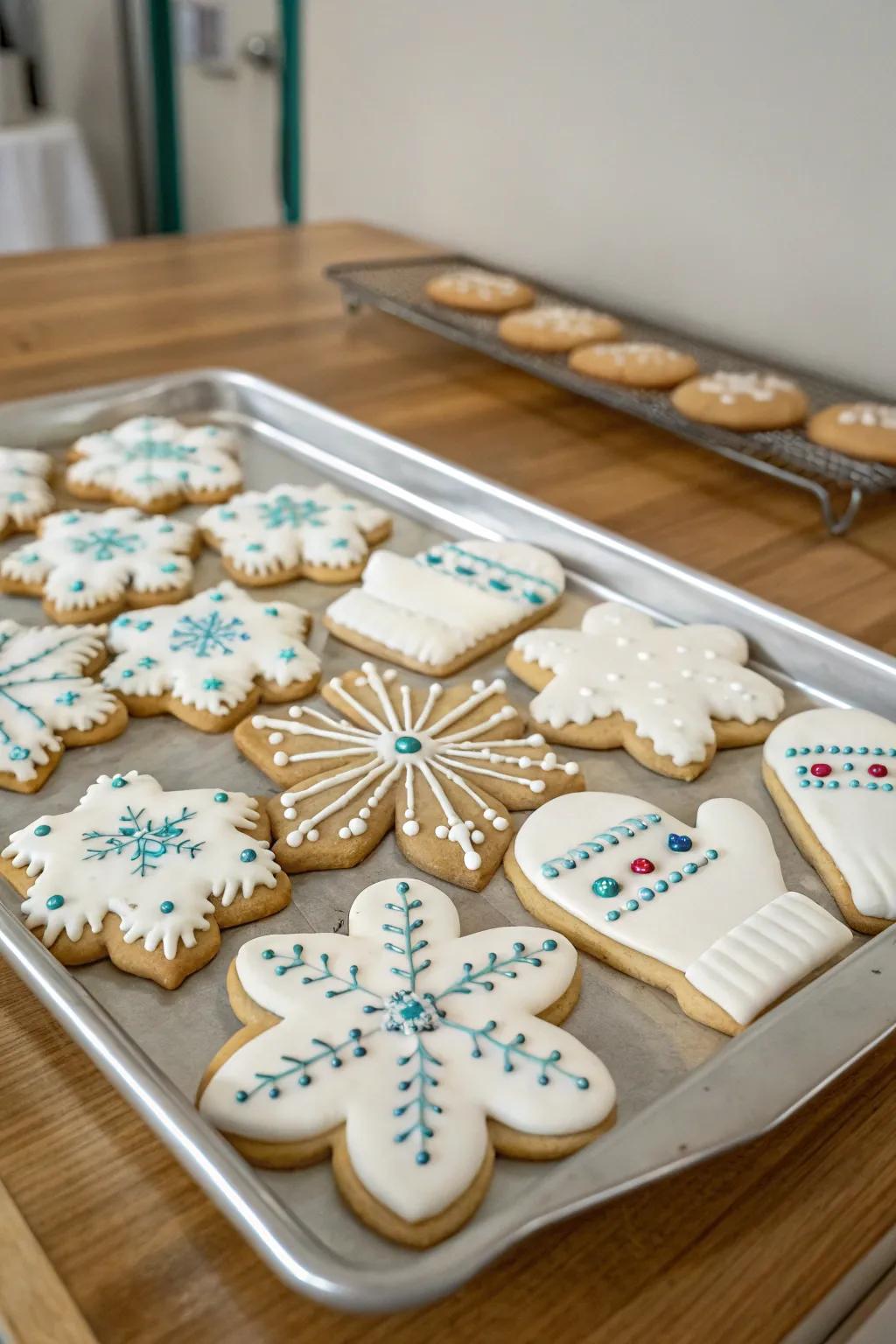 Delight guests with charming winter-themed cookies.