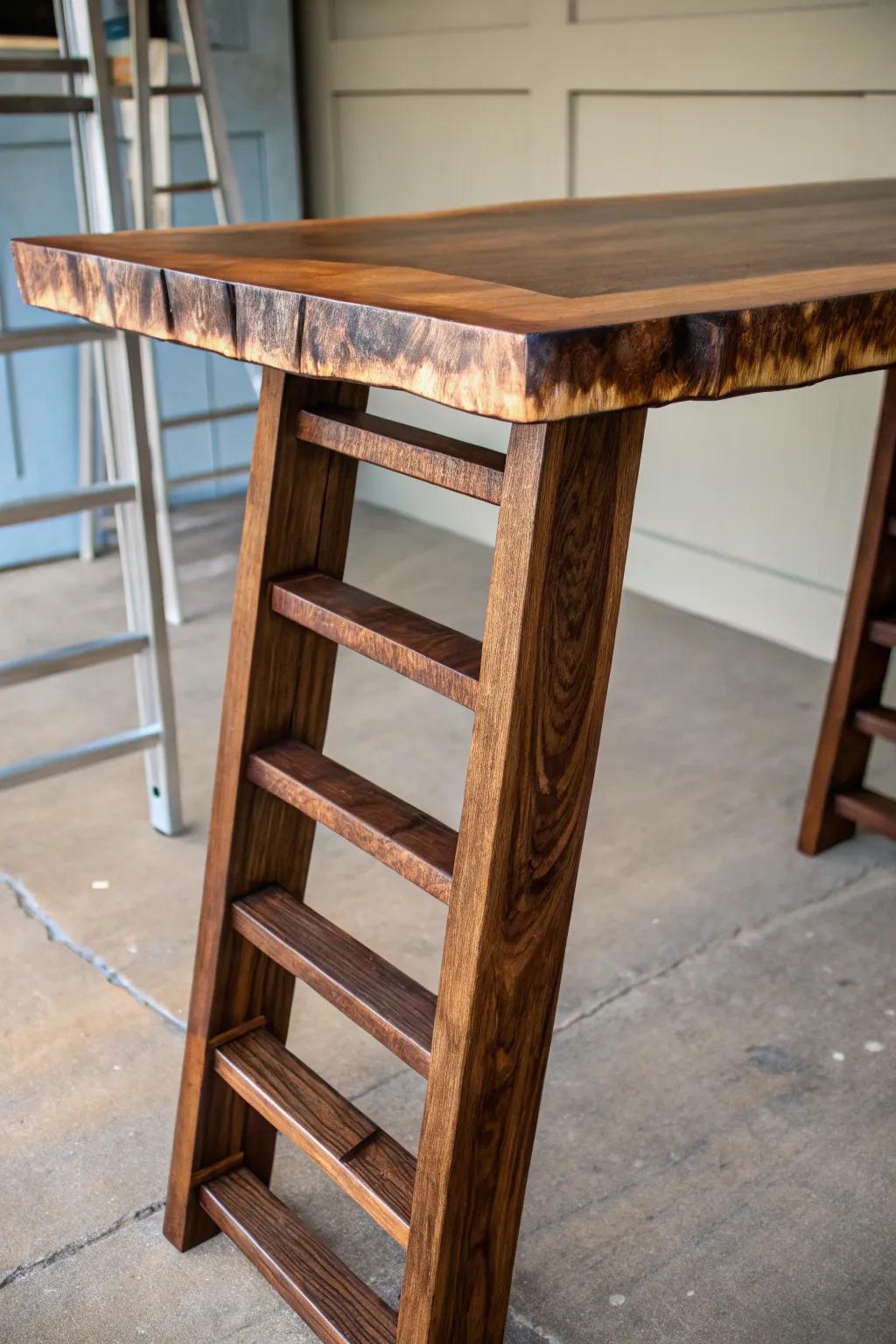 Elevate your space with a bold ladder-style leg design.