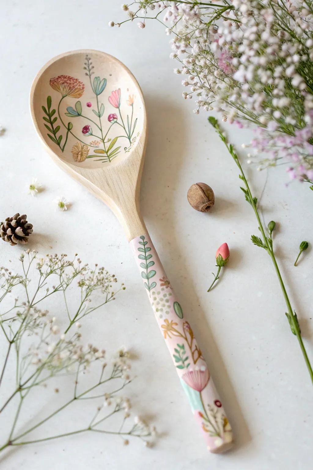 Transform your space with a touch of magic: a wooden spoon fairy garden accessory.