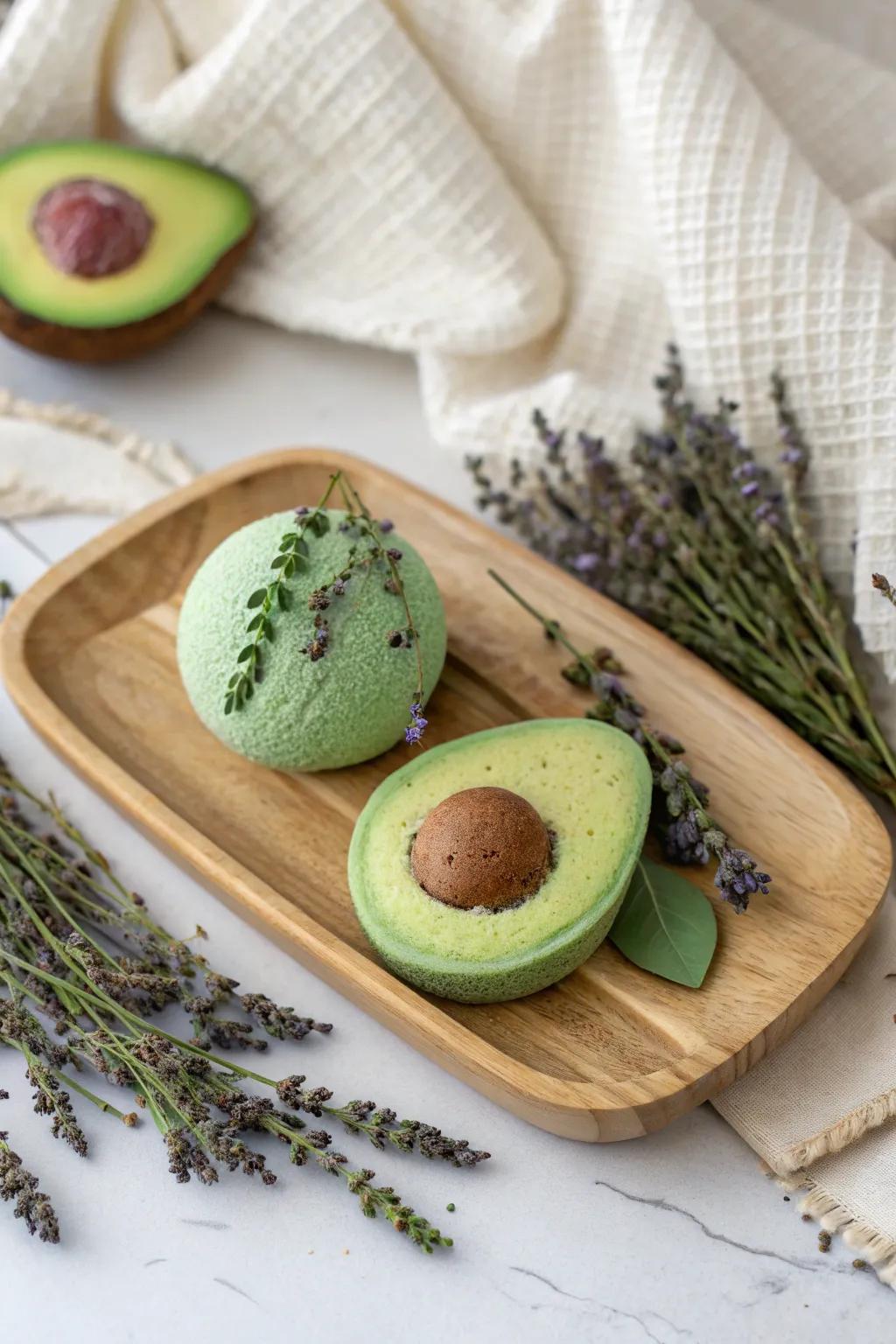 Indulge in a touch of luxury with avocado-inspired bath bombs that promise ultimate relaxation.