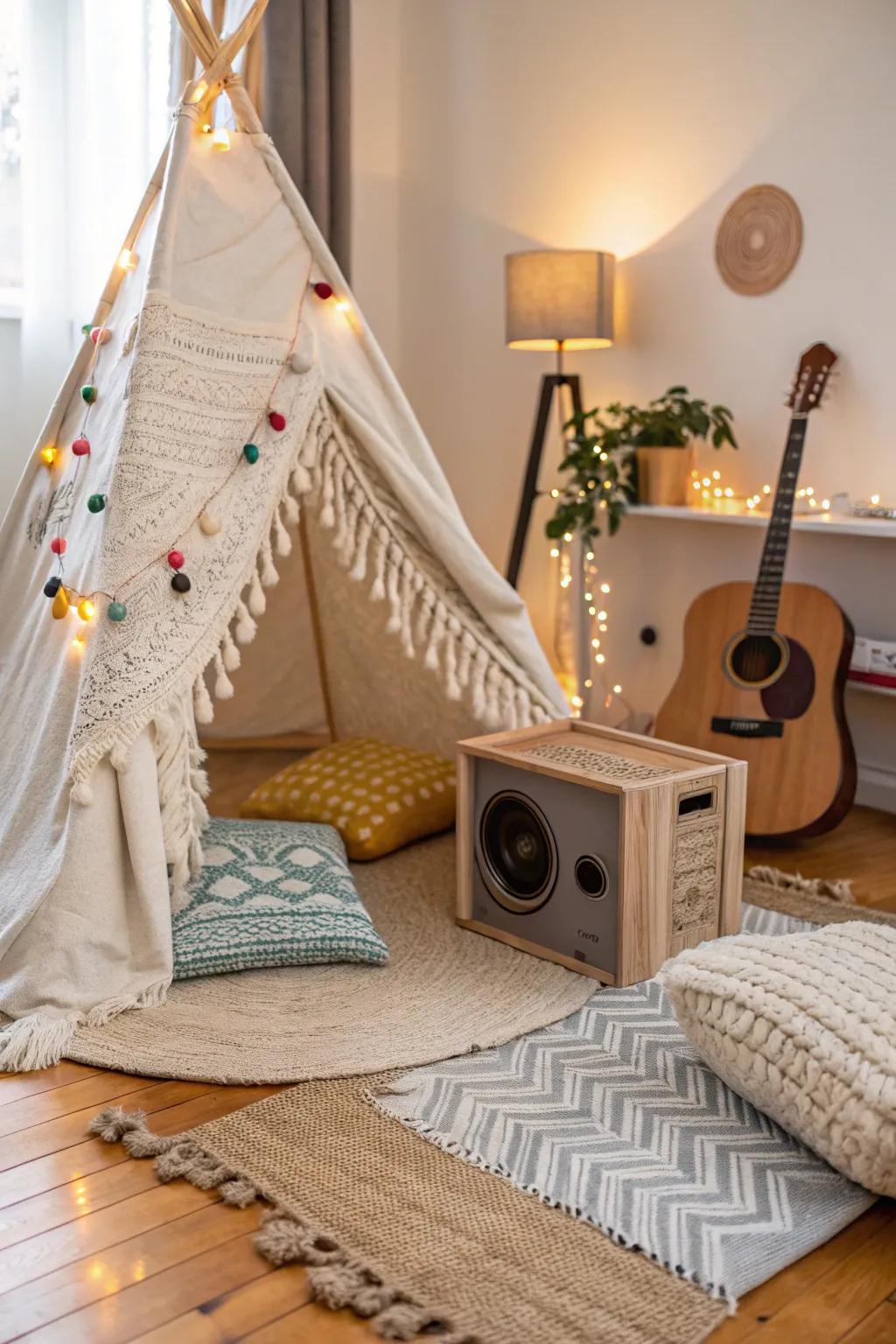 Find your harmony in a cozy musical hideaway, where simplicity meets soulful tunes.