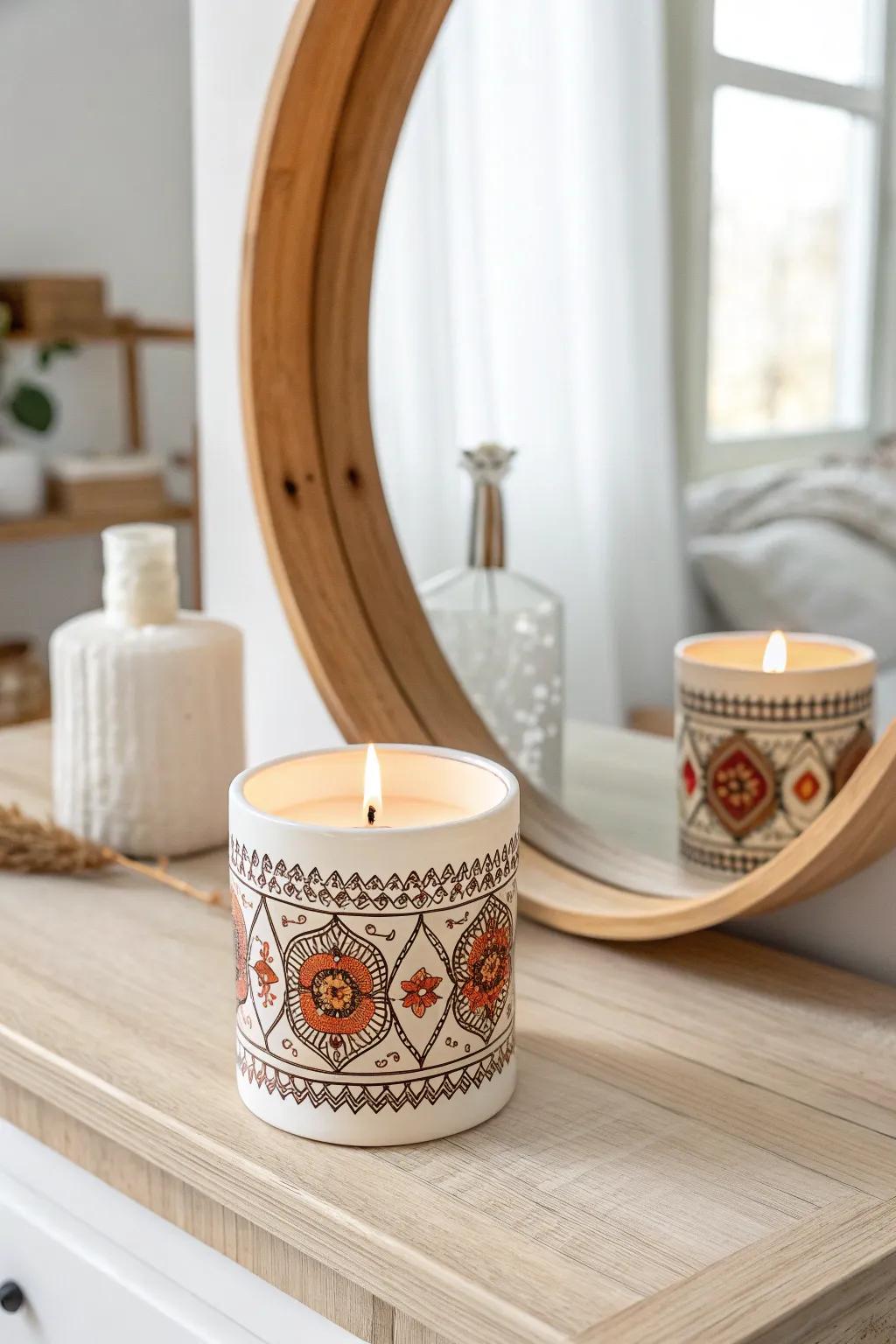 Illuminate your space with mirror magic and captivating candle displays.