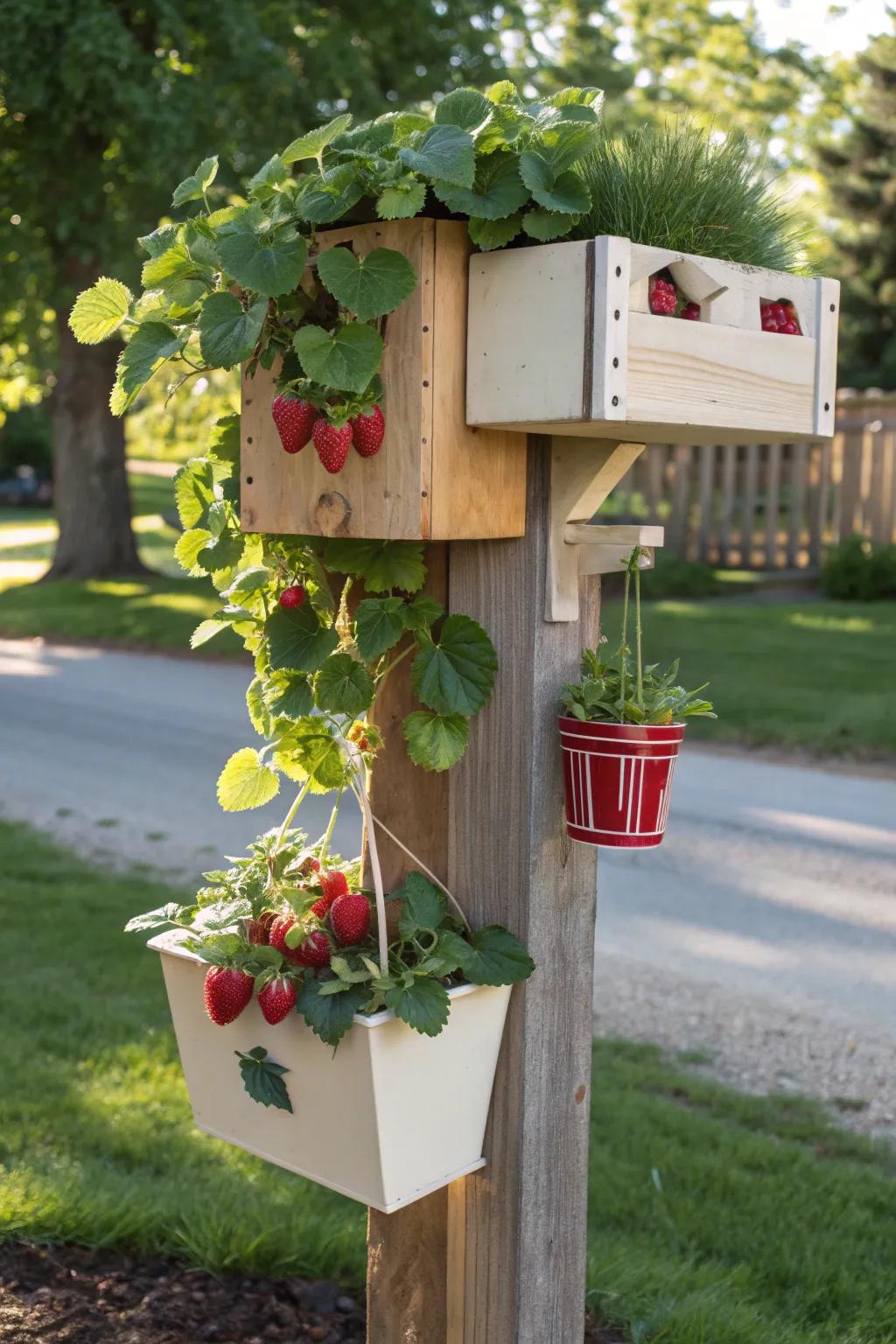 Elevate your mailbox with a stunning strawberry garden makeover!