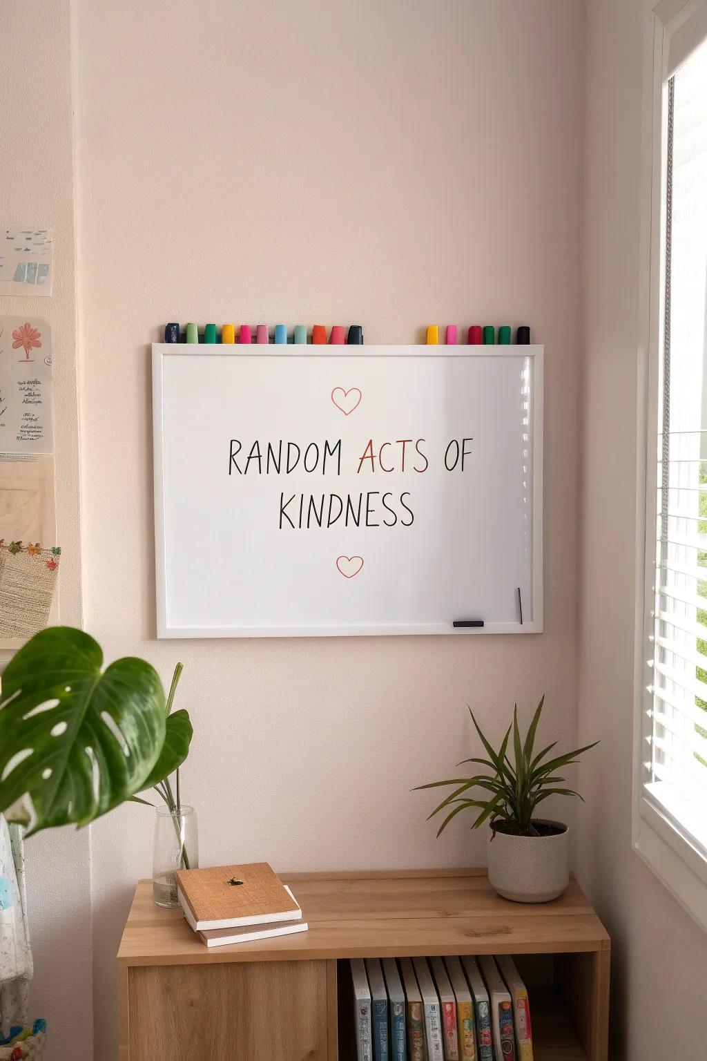 Inspire kindness and creativity with a minimalist whiteboard that makes every small act count.