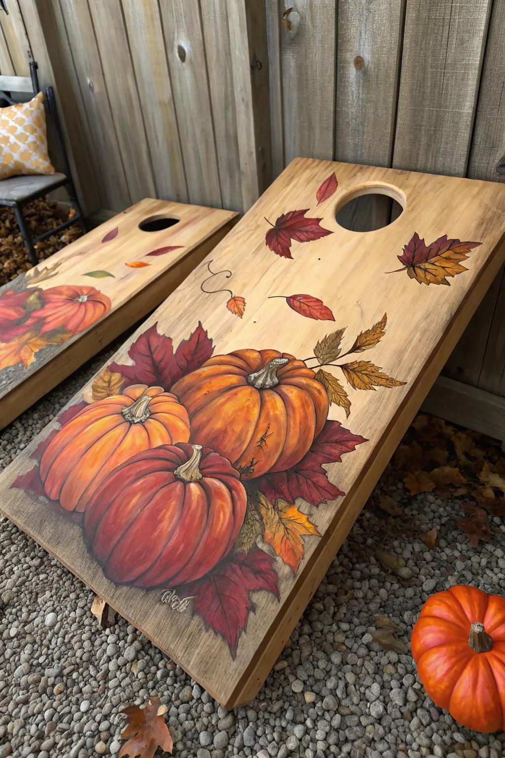 Elevate your game with seasonal artistry. 🍂 #CornholeCrafts