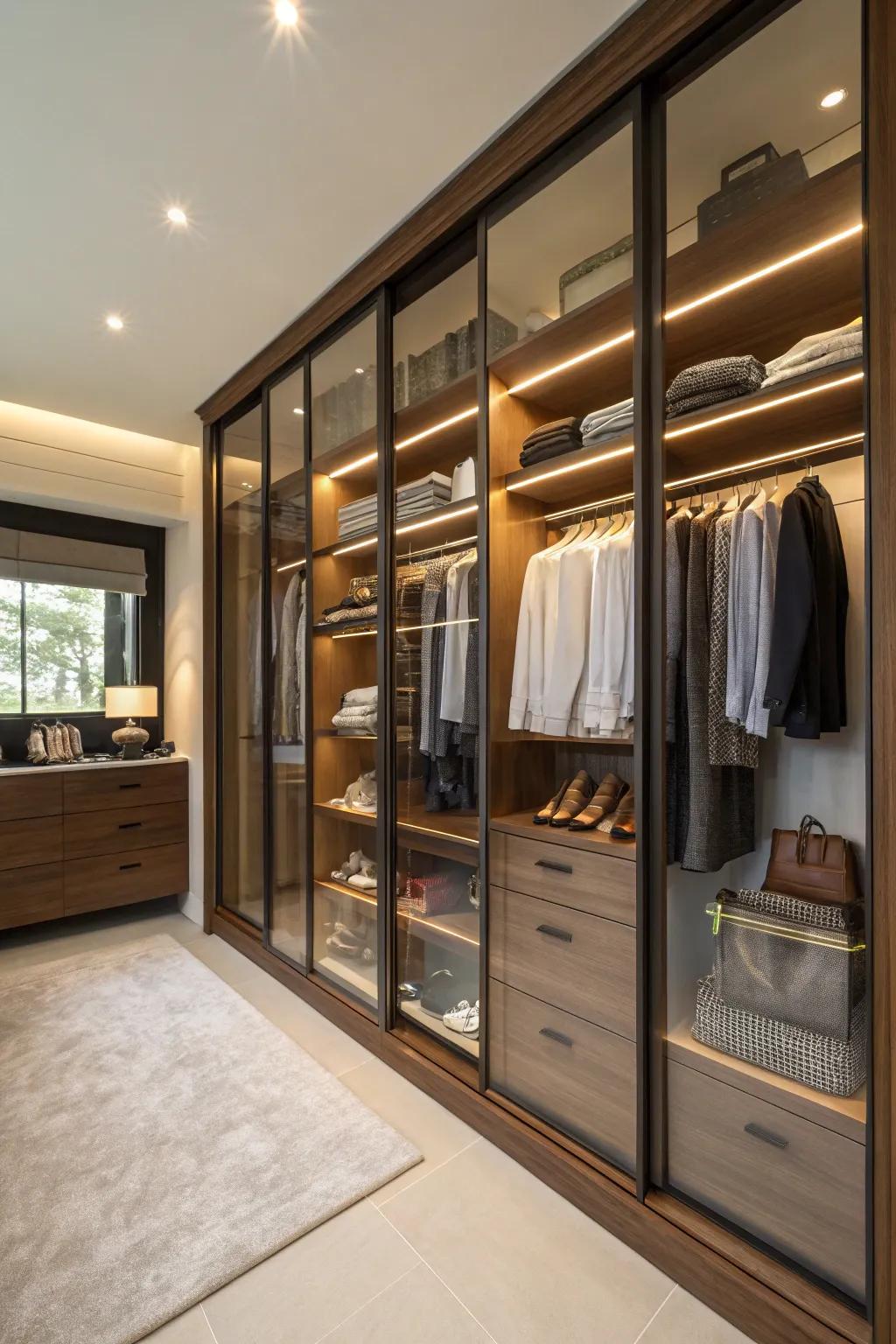 A luxurious custom closet with tailored storage solutions.