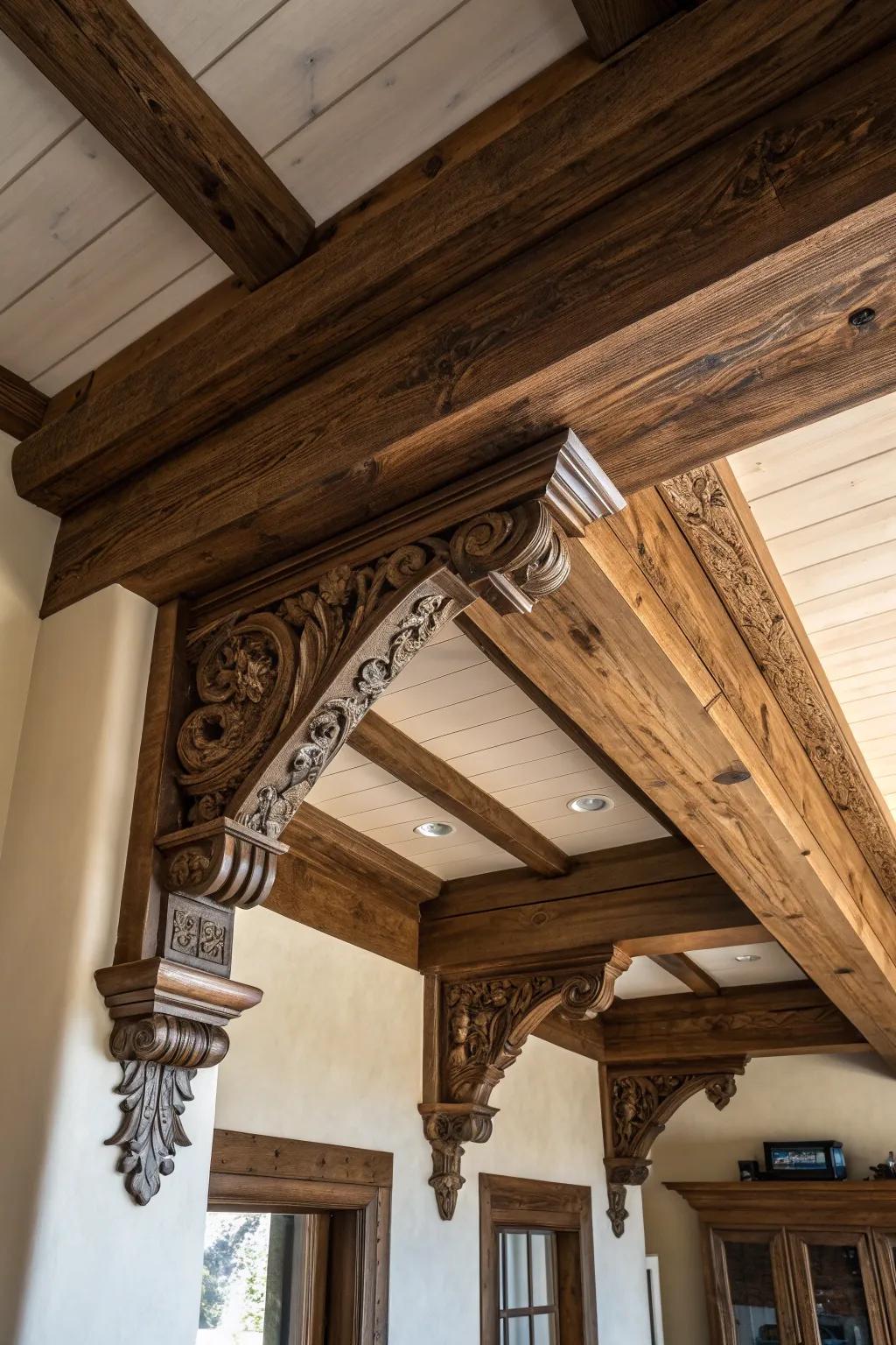Elevate your space: Transform ceiling beams with stunning corbels for that perfect blend of character and style.