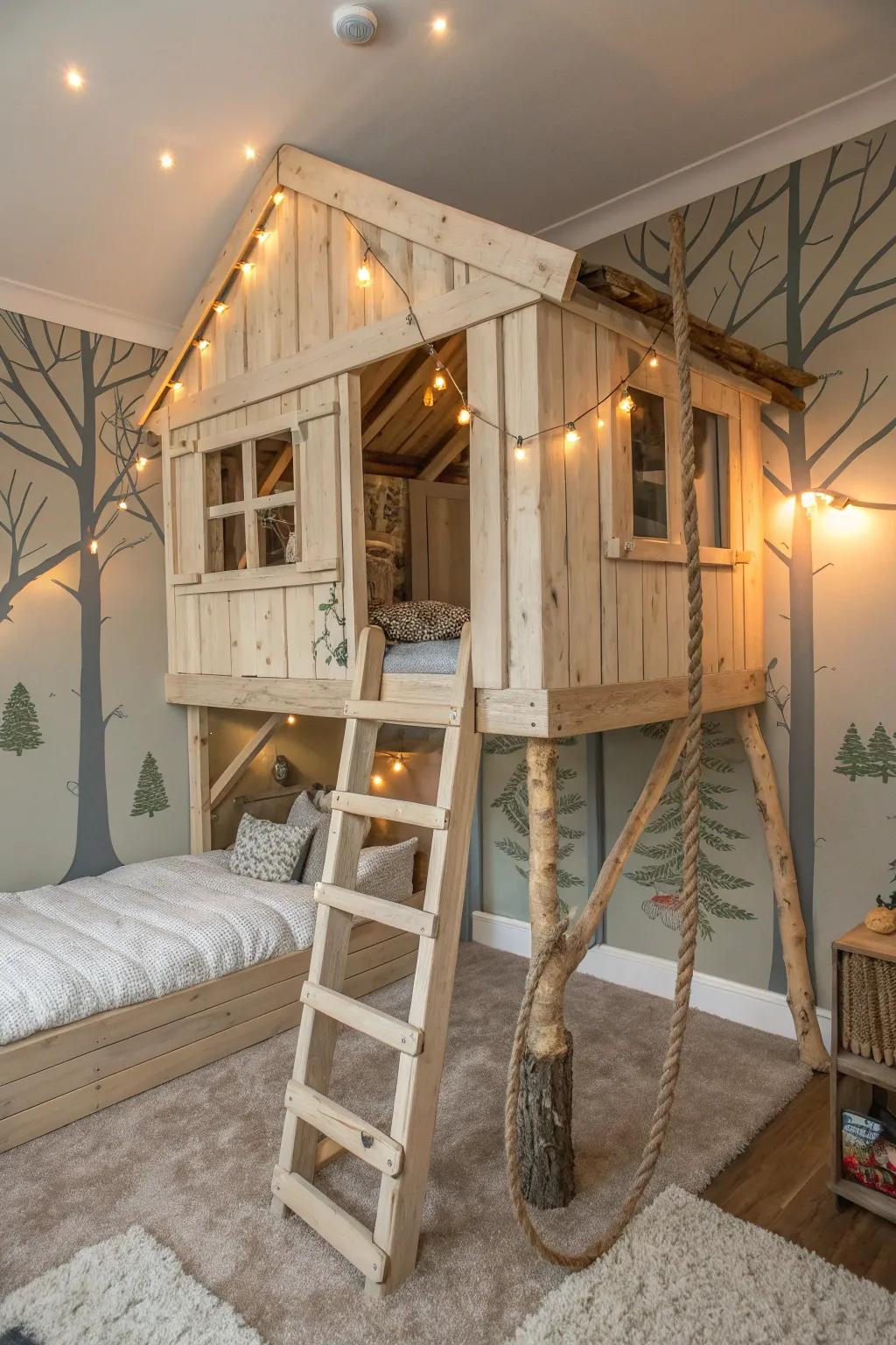 Turn bedtime into an adventure with this enchanting DIY treehouse bed!