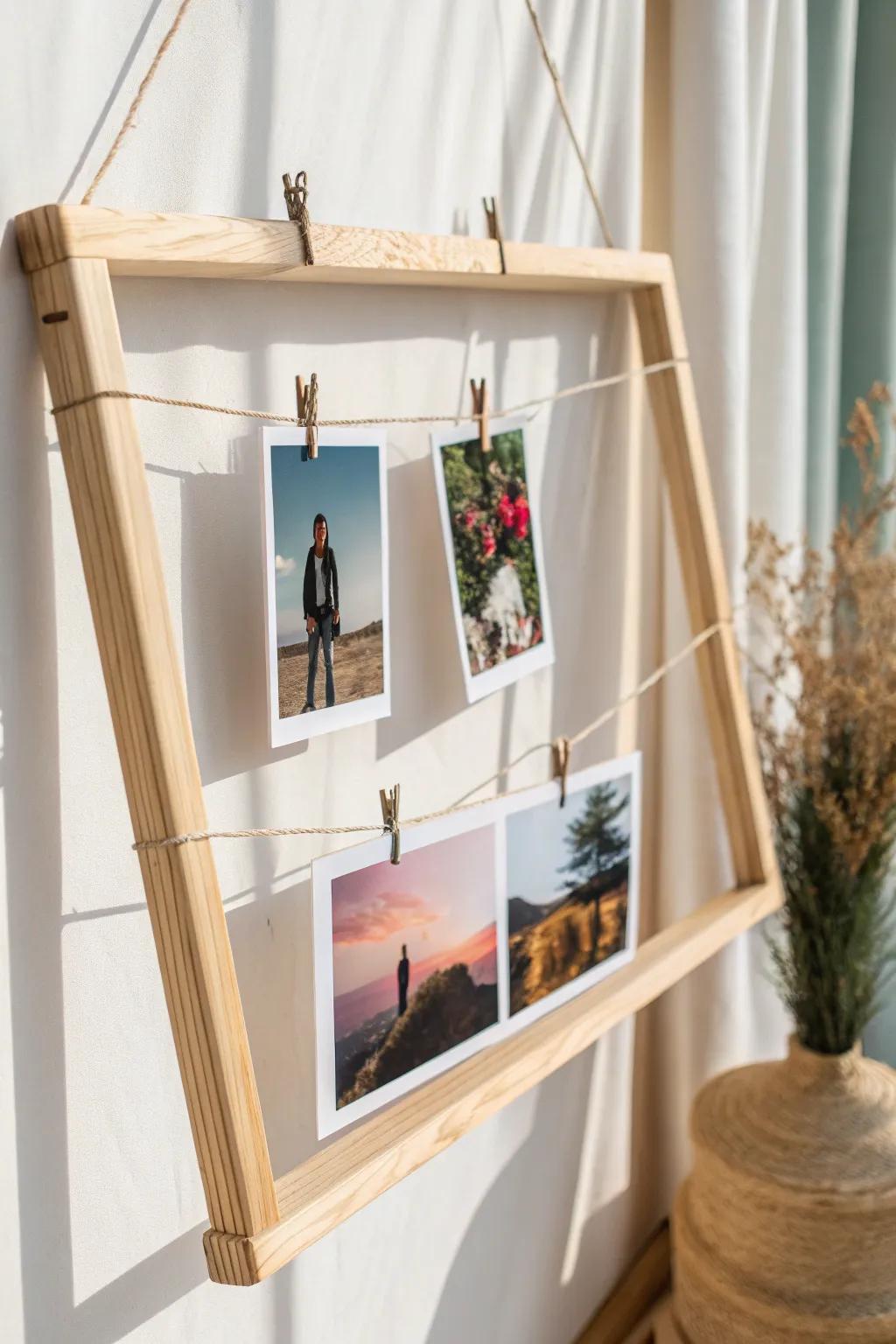Transform your blank wall into a gallery of cherished memories with this chic DIY photo display.