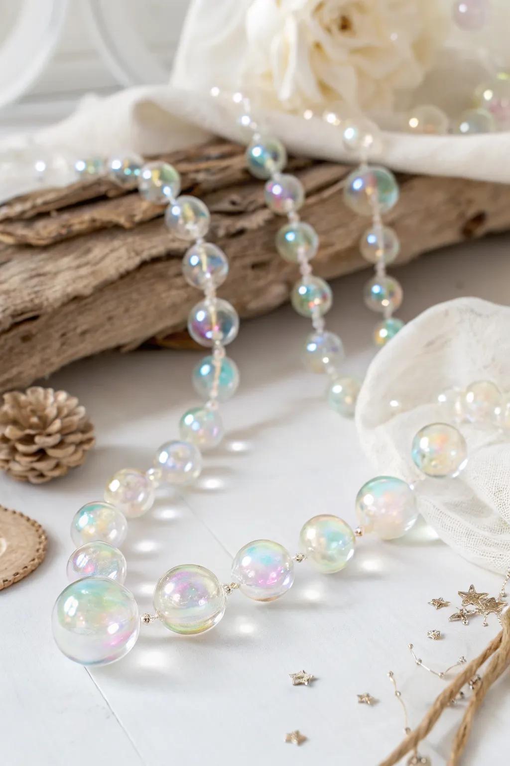 Create a serene sea-inspired ambiance with a Pearlescent Bubble Garland that sparkles like ocean bubbles.