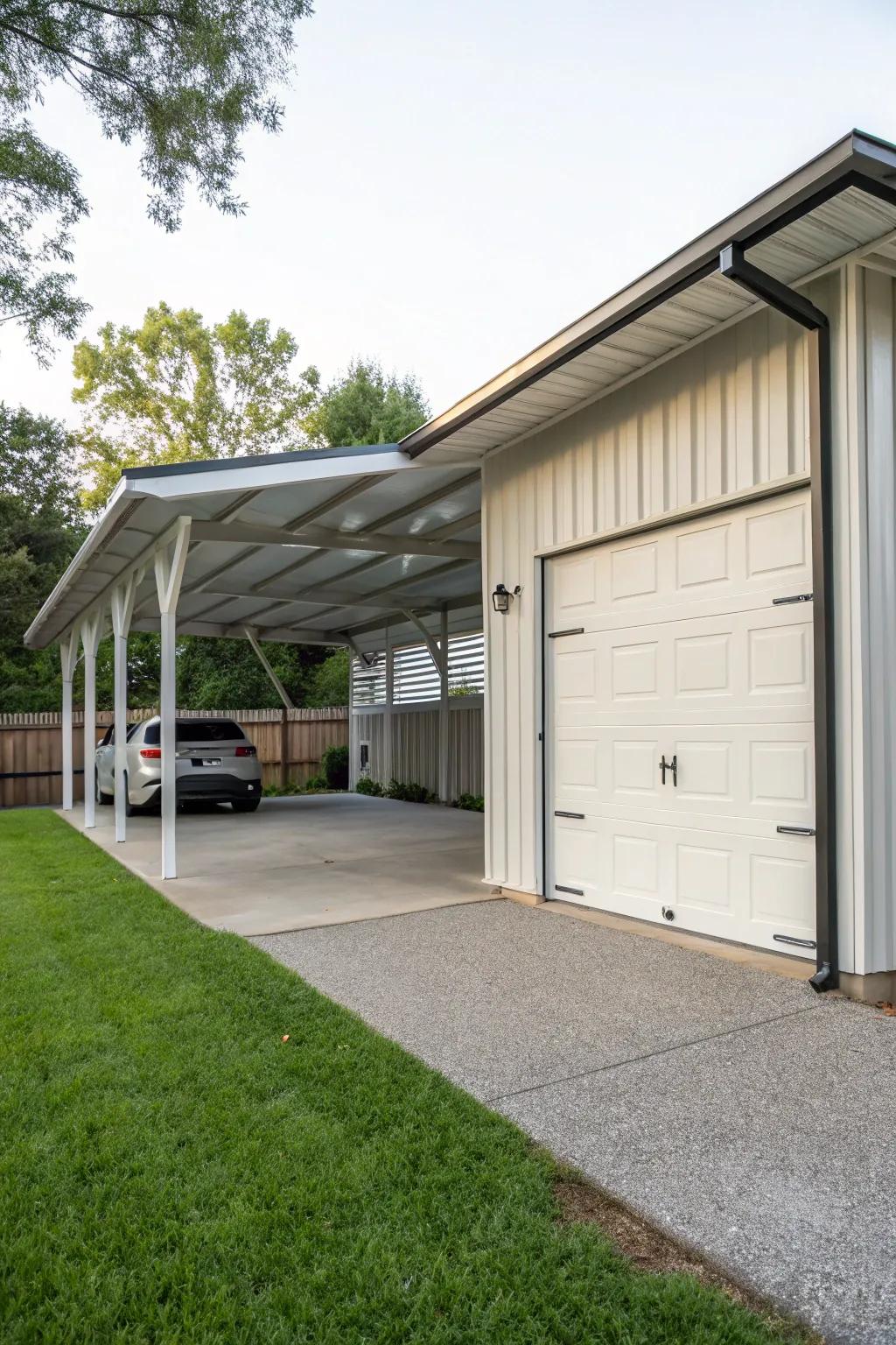 A versatile carport design that combines the benefits of a garage.