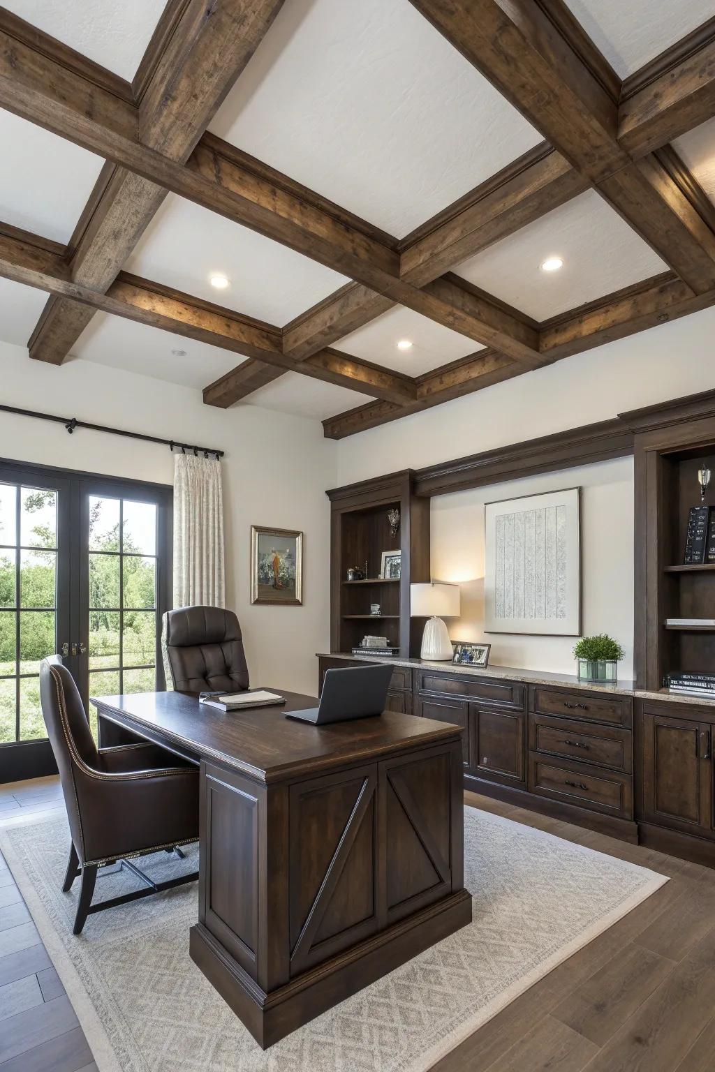 Elevate your workspace with the timeless charm of faux beams.