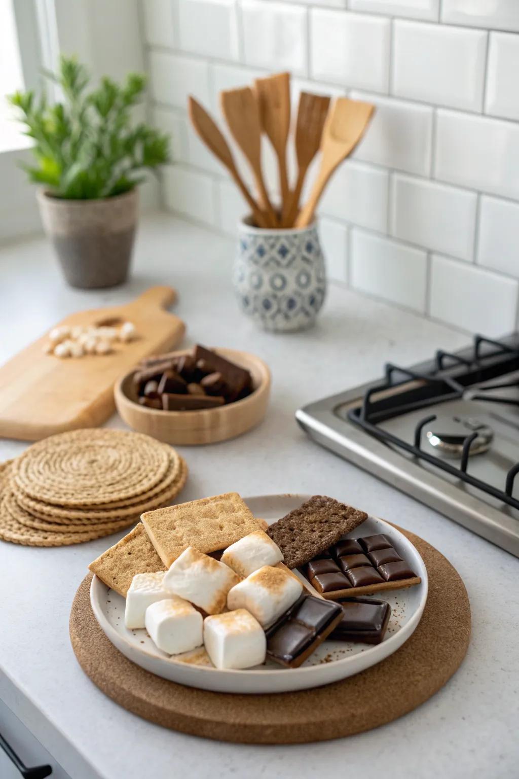 Bring the joy of s'mores indoors with a touch of Scandinavian and Boho charm—perfect for a cozy family Valentine's Day treat!