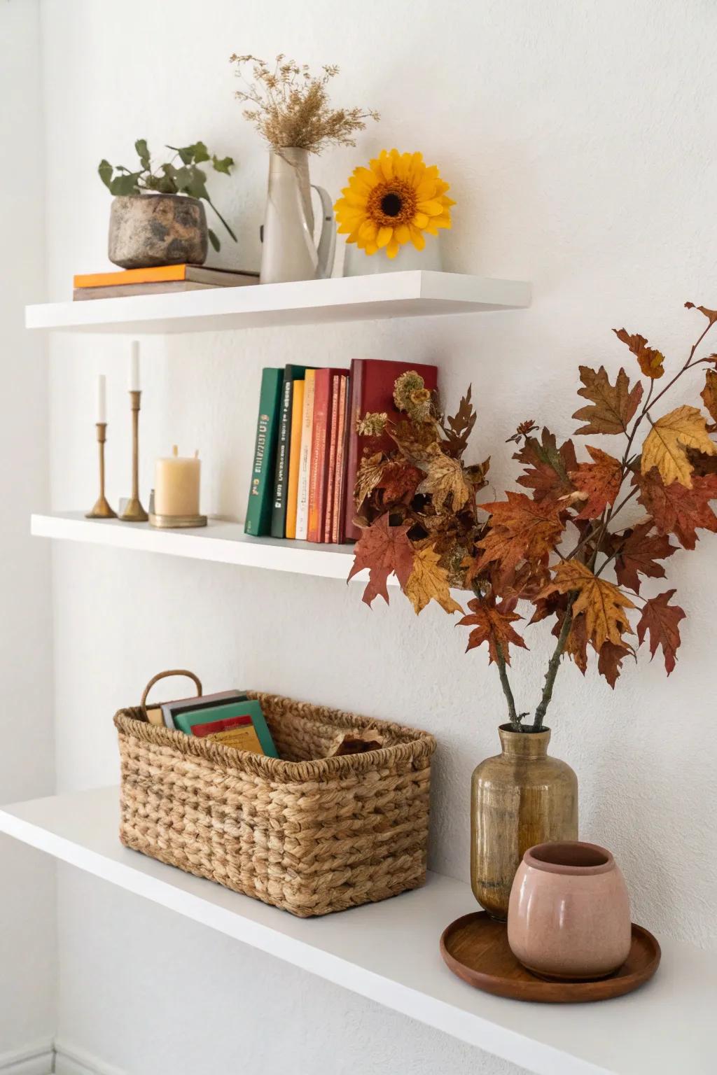 Transform your shelf with the seasons for a fresh, inviting look!