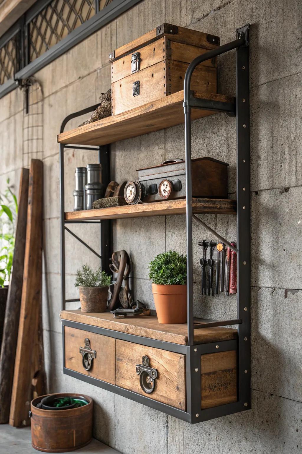 Transform your garage with eco-friendly upcycled shelves that combine style and sustainability.