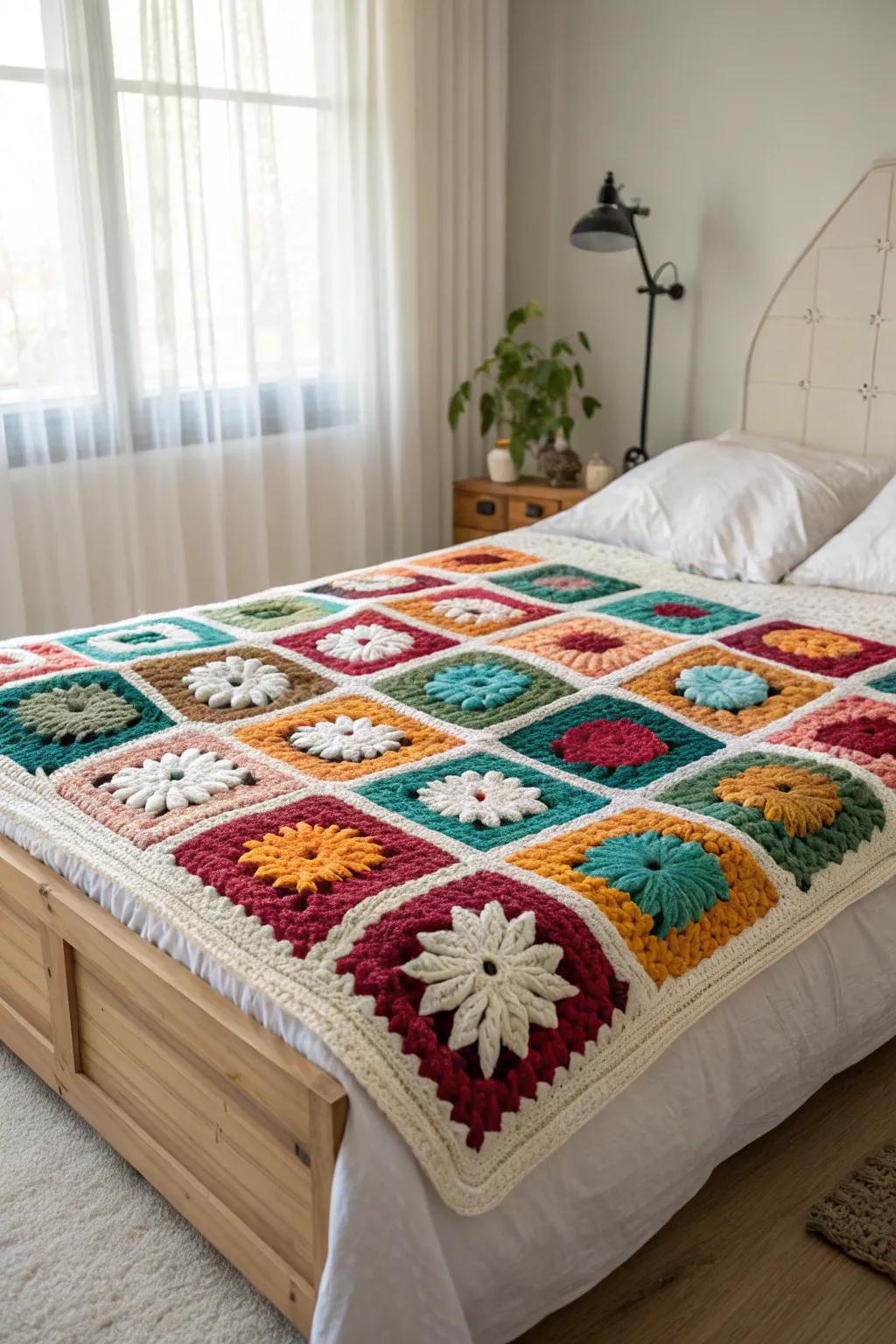Transform your space with the timeless charm of a granny square quilt, where every stitch tells a story.