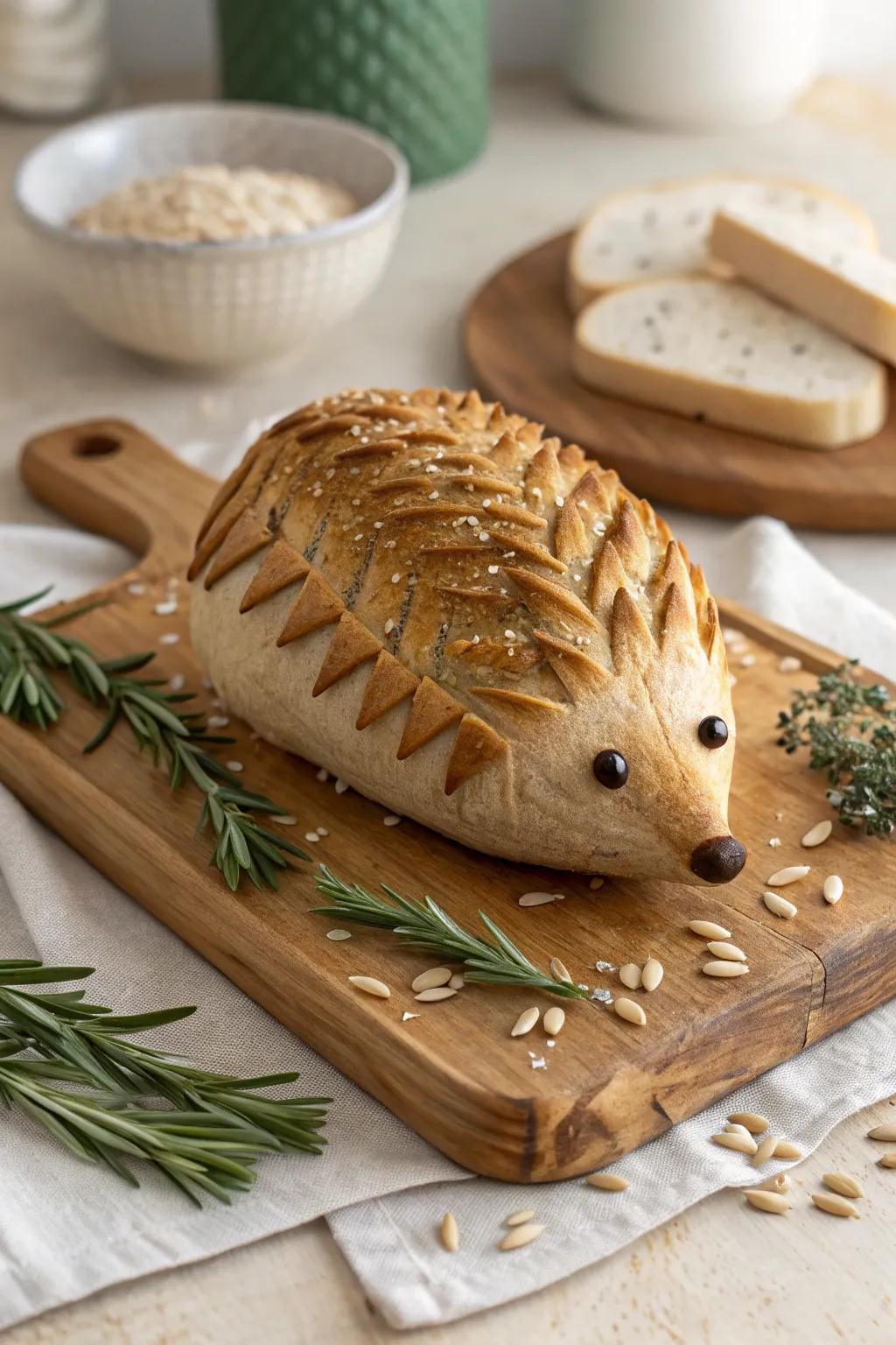 Bring a touch of whimsy to your table with this charming hedgehog bread – a delightful union of artistry and taste!