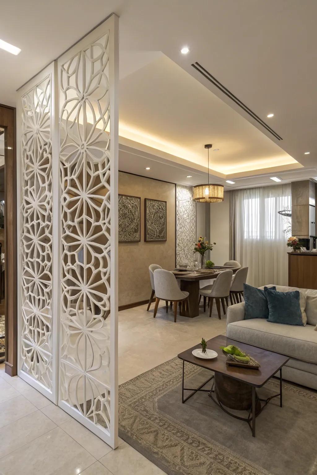 Artistic dividers add flair and function to open spaces.