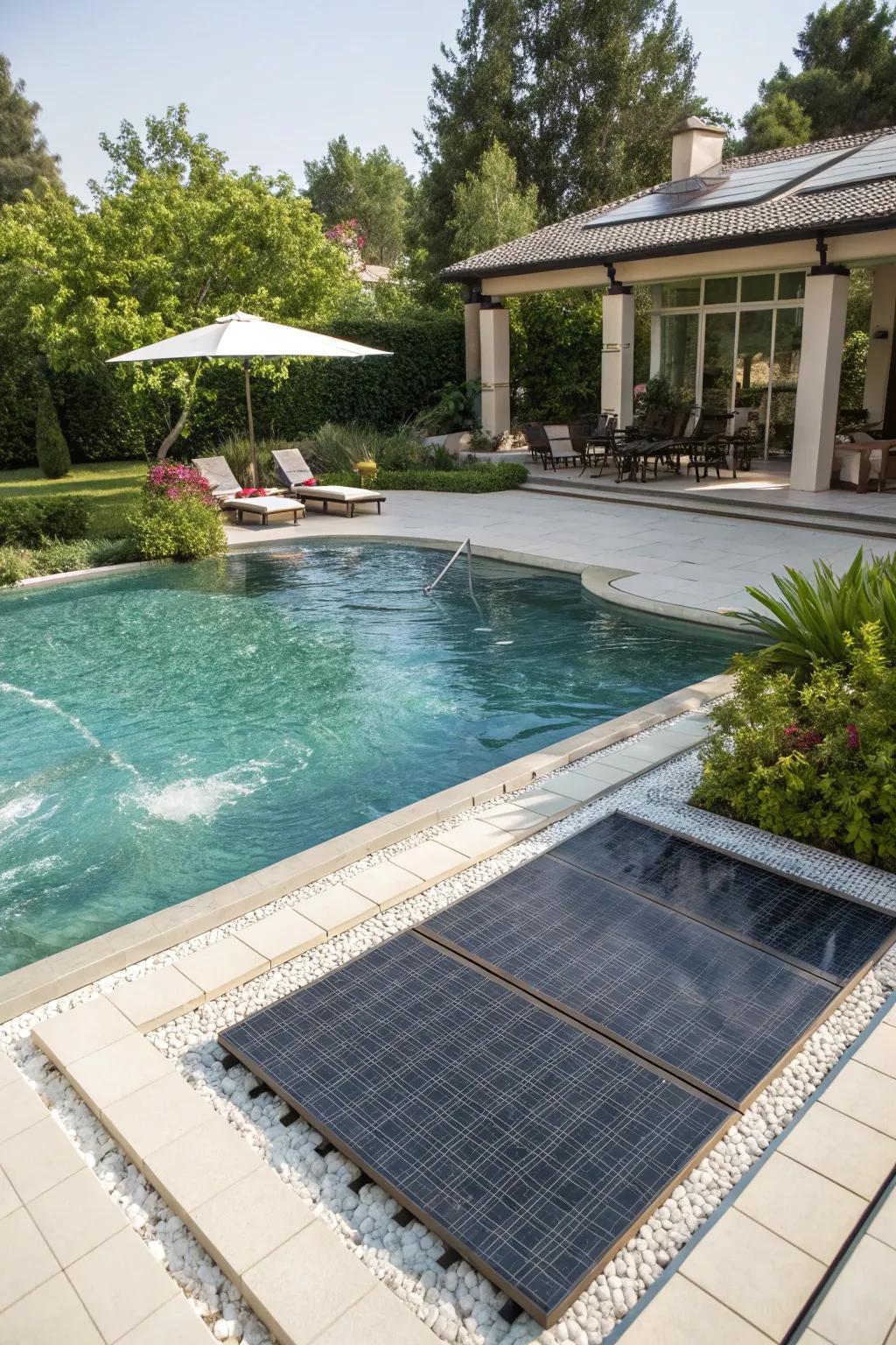 Keep your pool warm with solar-powered heating.