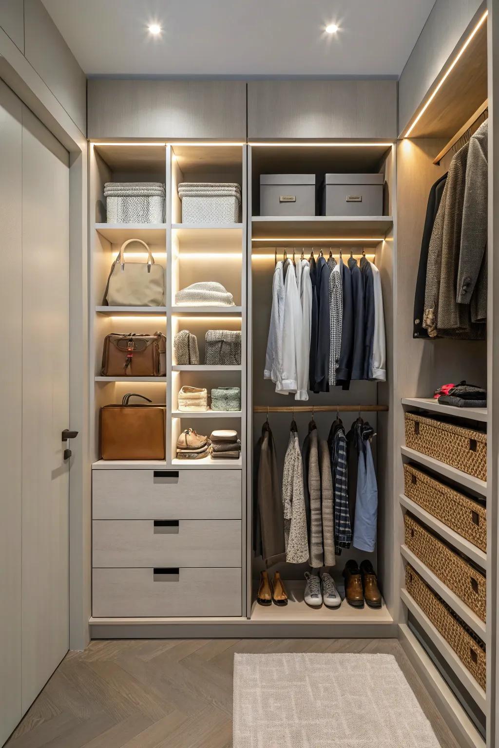 Future-proof your closet with adjustable and flexible storage solutions.