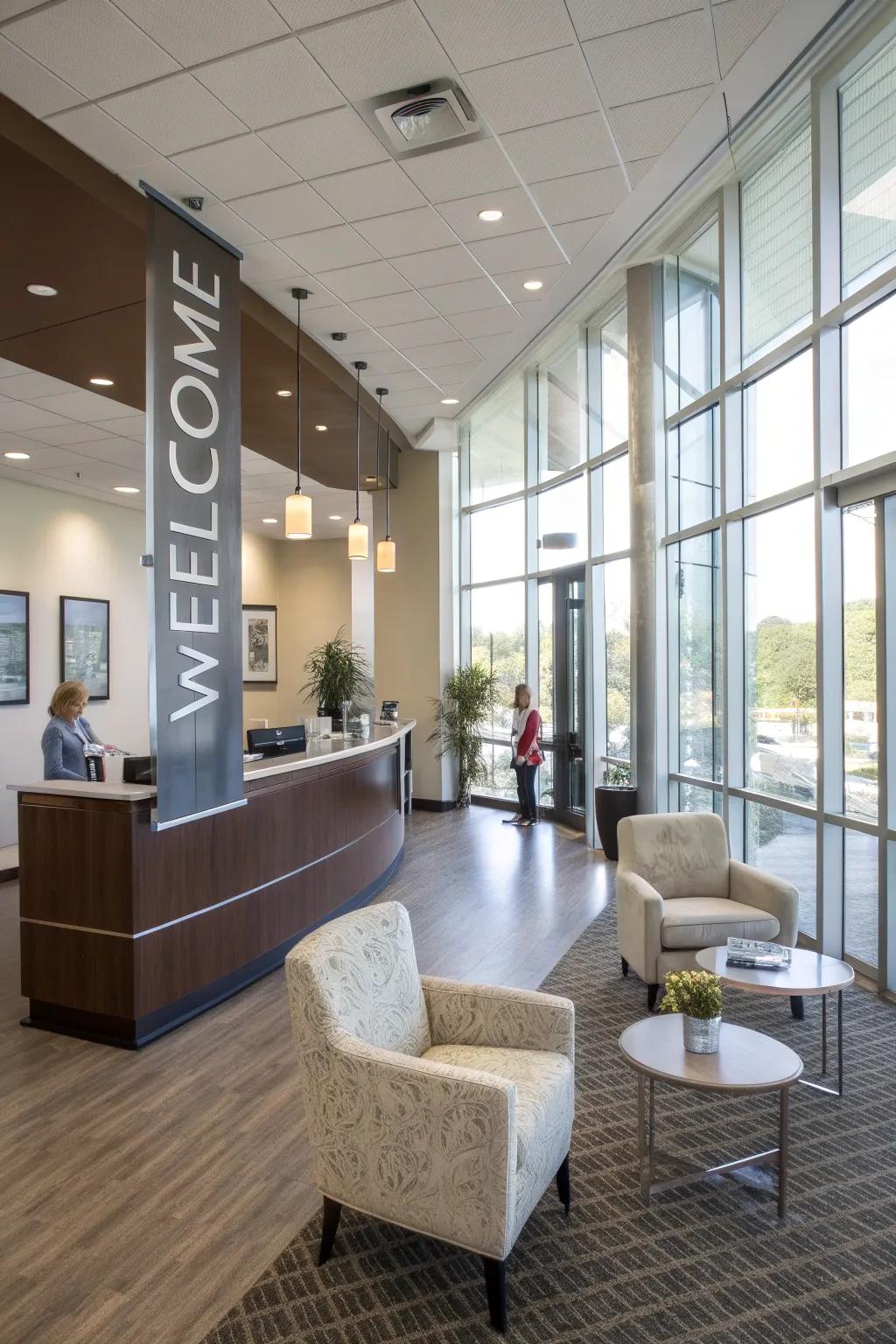 An inviting welcome area makes a lasting first impression.
