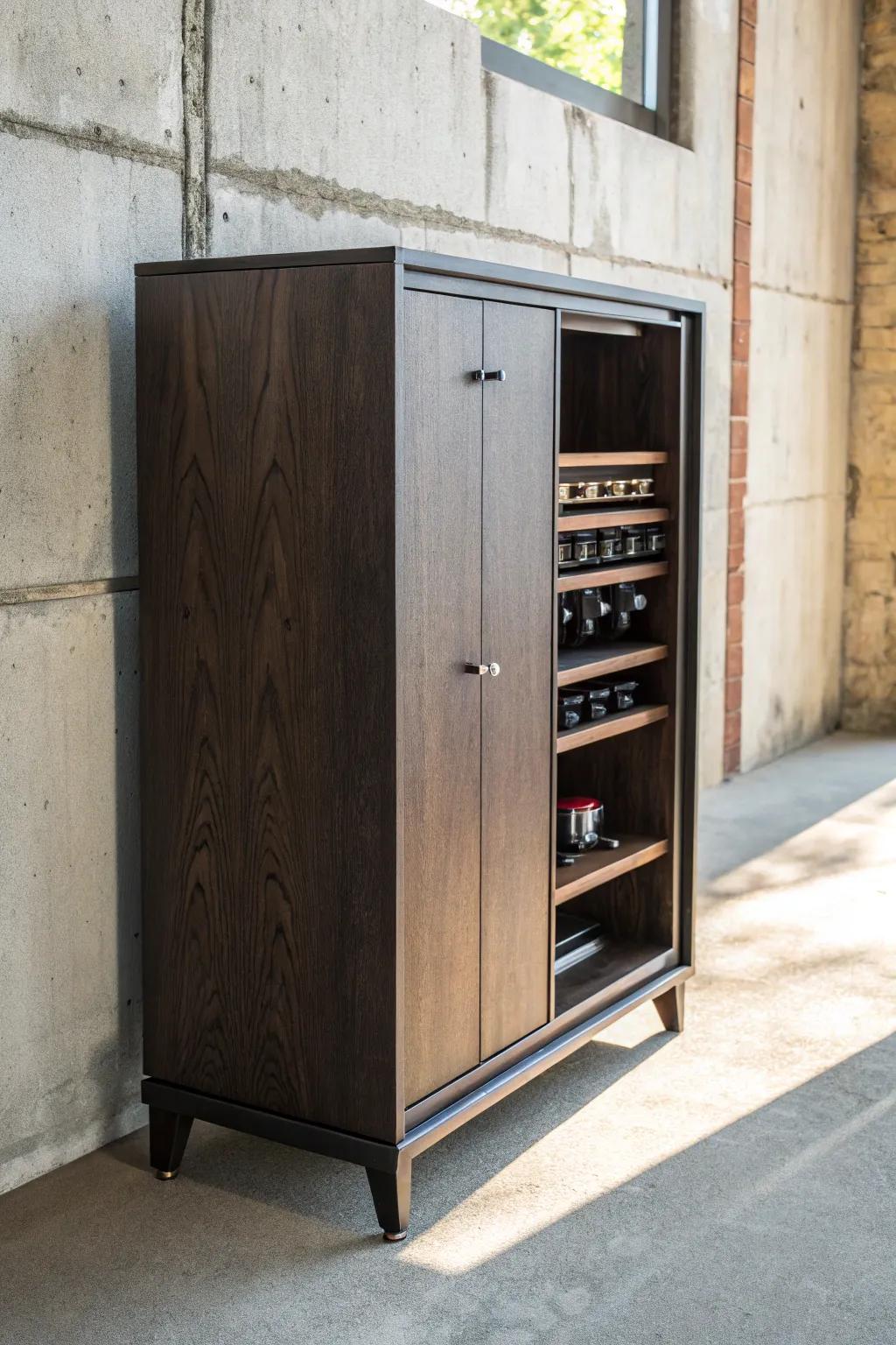 Transform your garage with a sleek, stylish cabinet for jack stand storage—where functionality meets elegance.