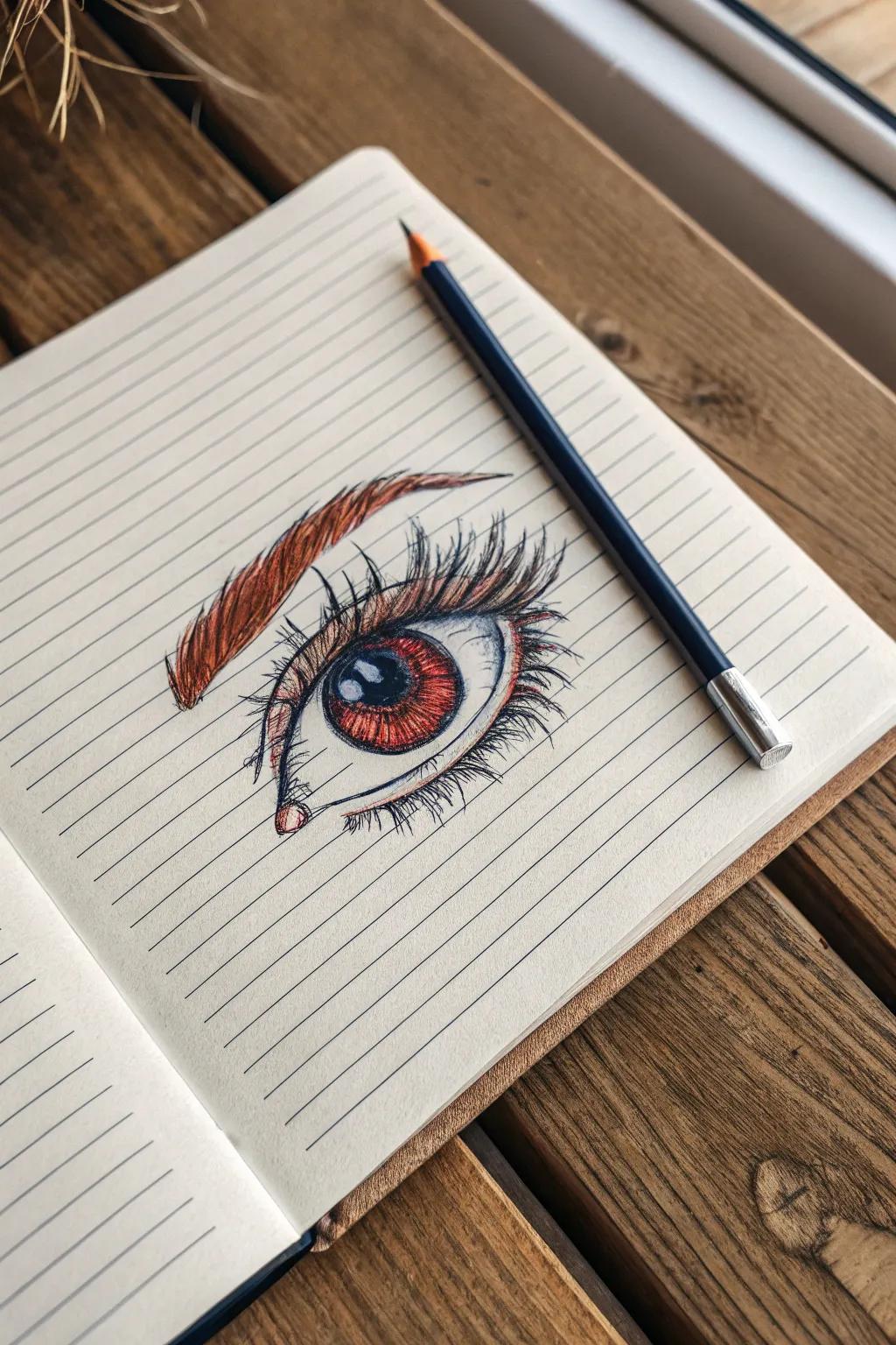 Unlock the surreal beauty of your imagination with this striking eye sketch. Embrace the bizarre with elegance.