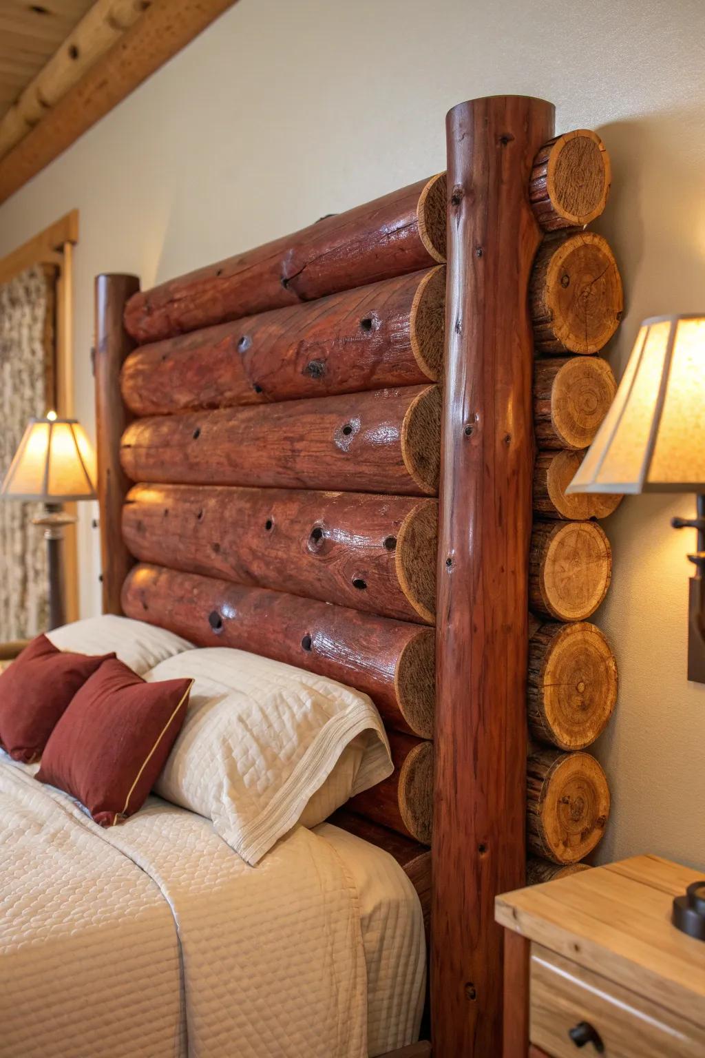 Transform your bedroom into a rustic retreat with a stunning cedar log headboard.
