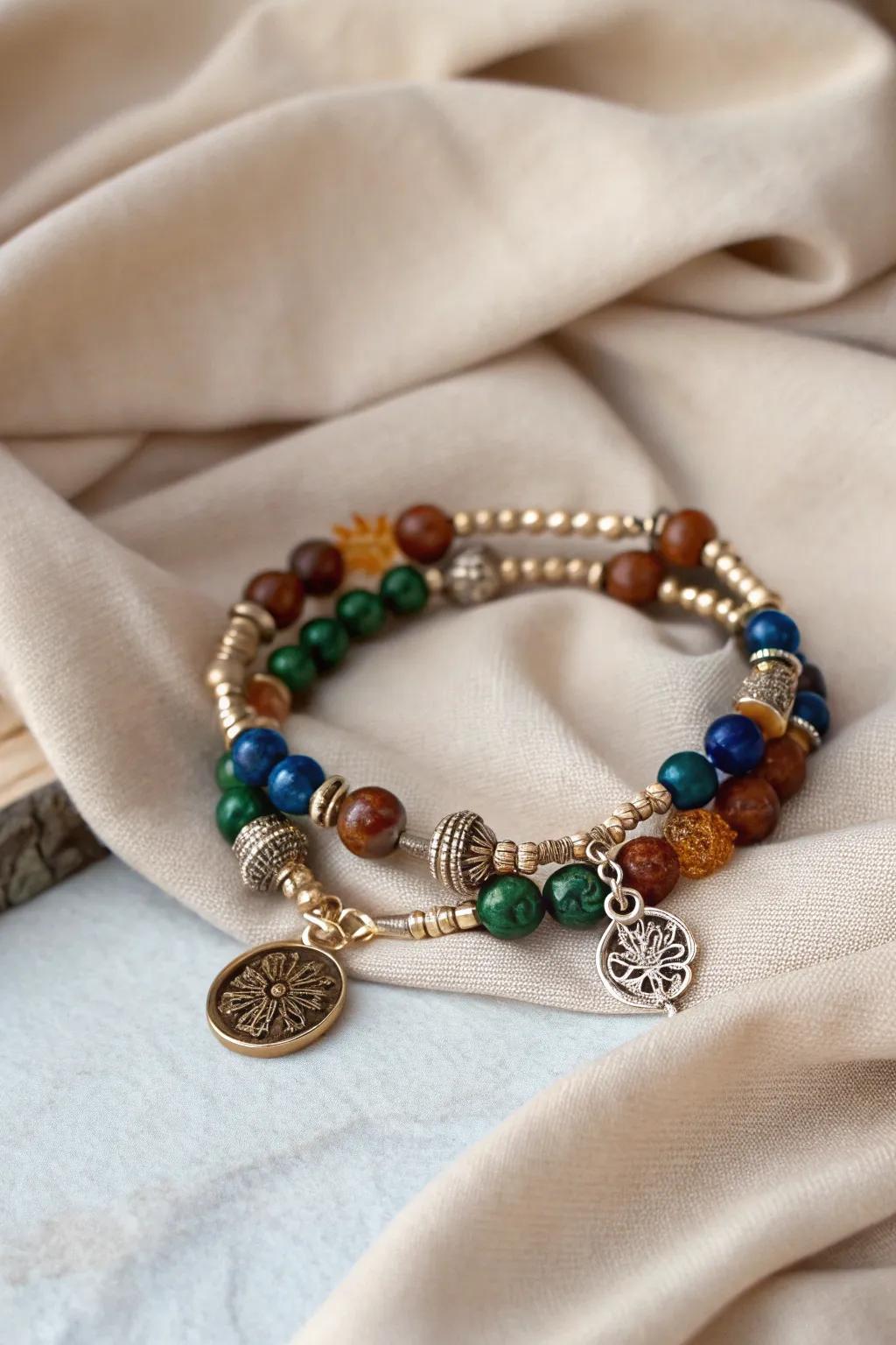 Embrace the stories of the past with this vintage-inspired memory wire bracelet, where every bead whispers elegance and history.