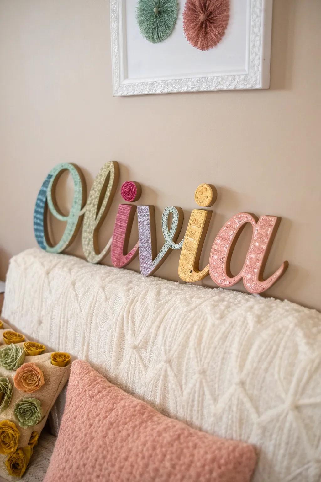 Eco-chic name art: Embrace sustainability and style with upcycled creations!
