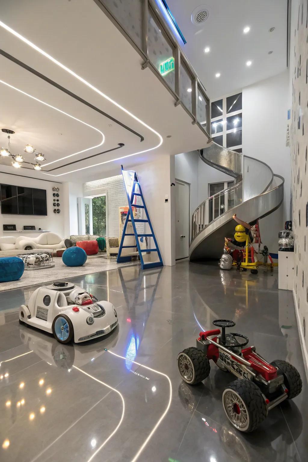 Metallic epoxy floors add a modern twist.