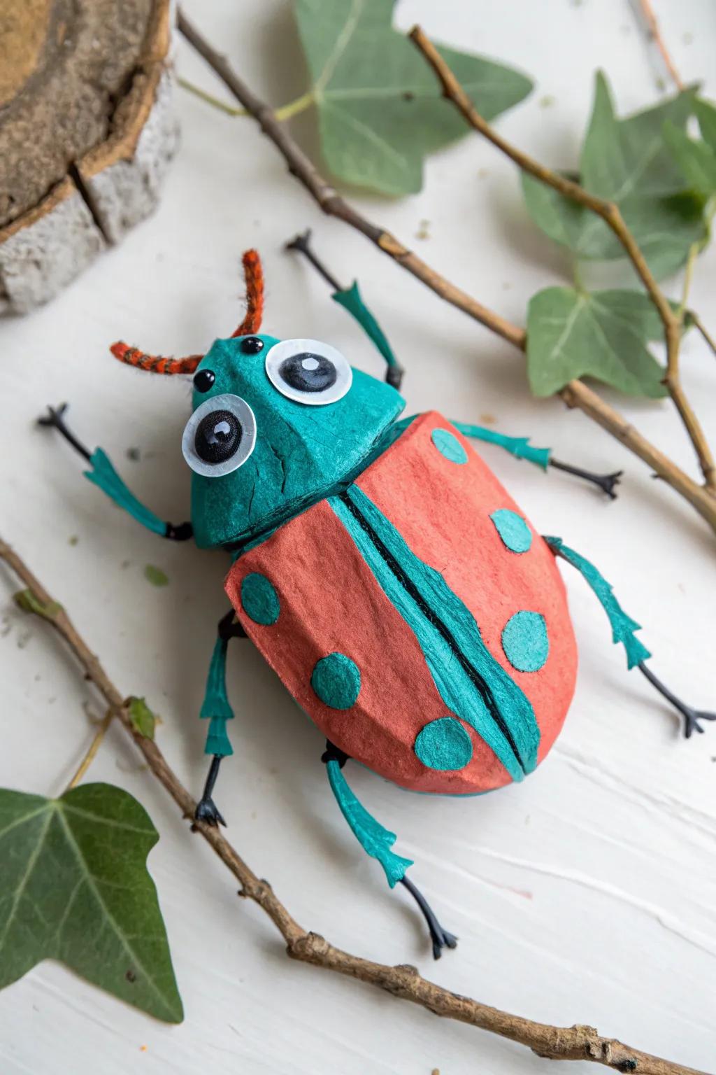 Transform egg cartons into adorable bugs with vibrant colors and googly eyes - a playful craft idea for endless fun!