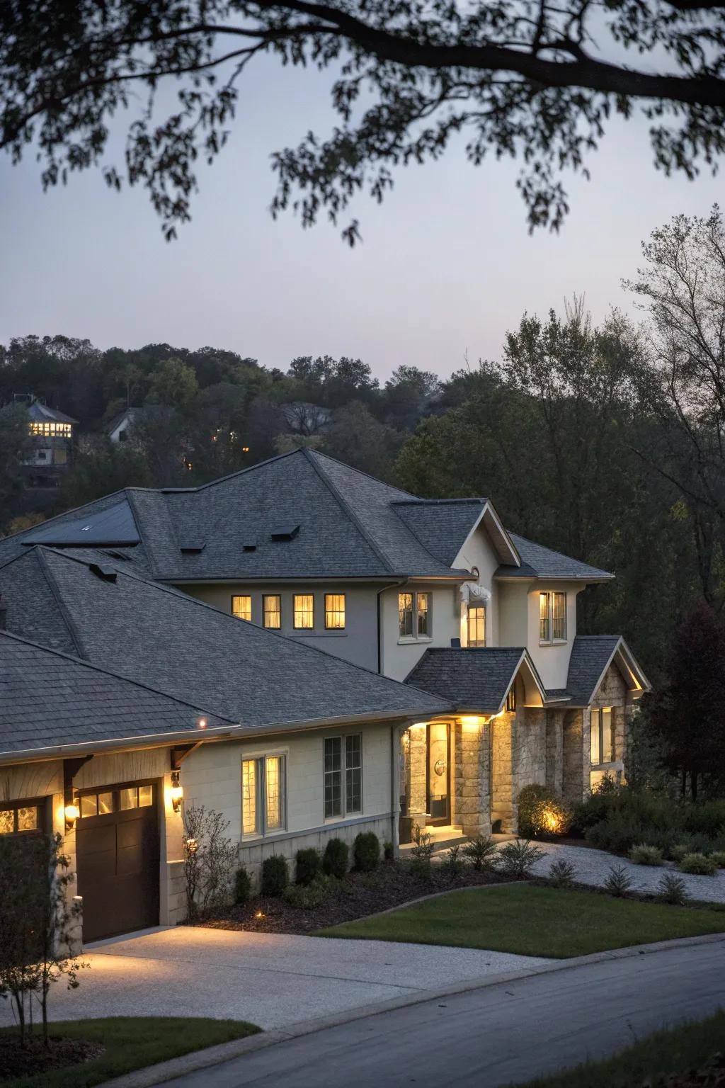 Roof lighting enhances design and provides ambiance.