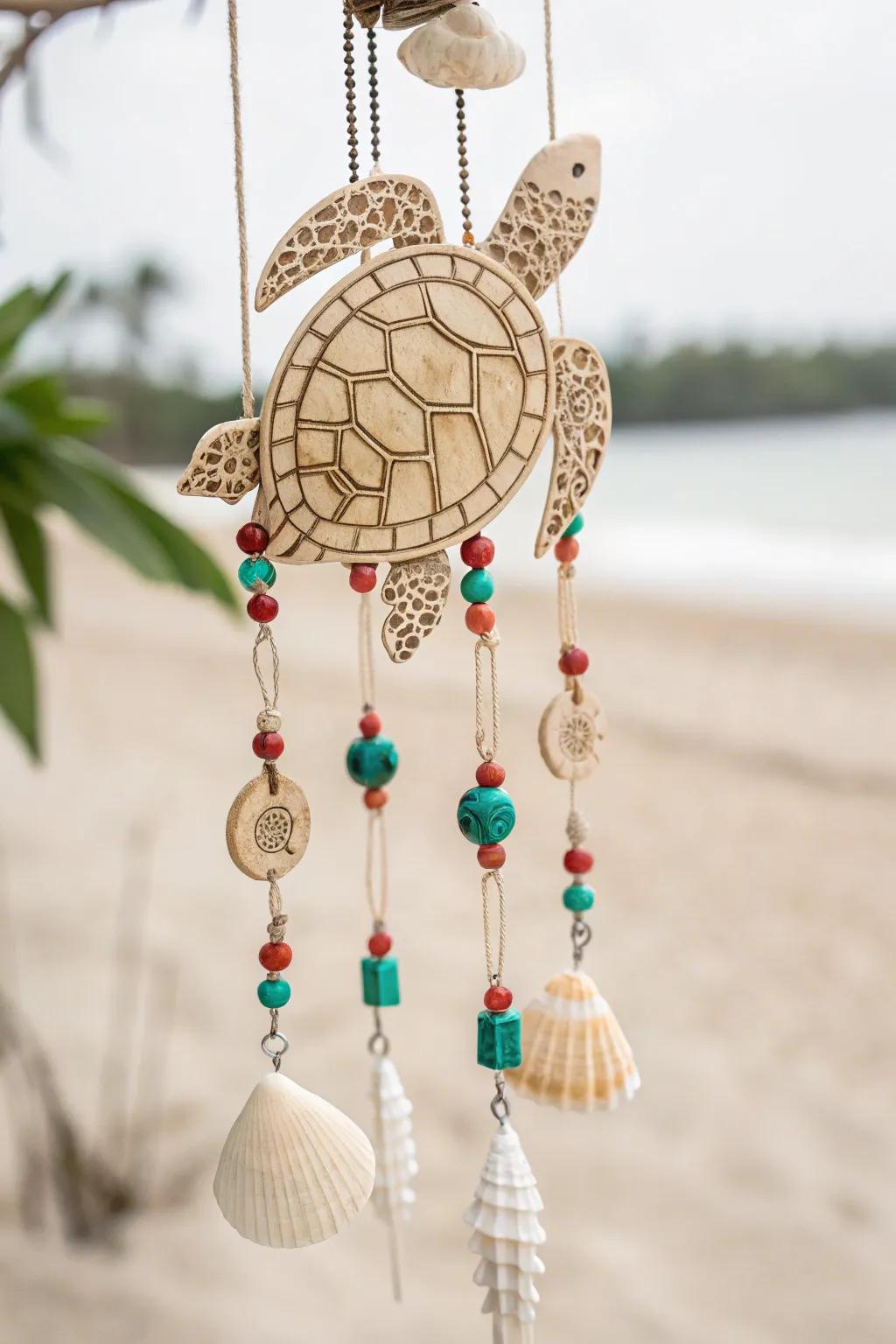 Bring the ocean's whispers home with this stunning sea turtle wind chime—where simplicity meets vibrant beauty.