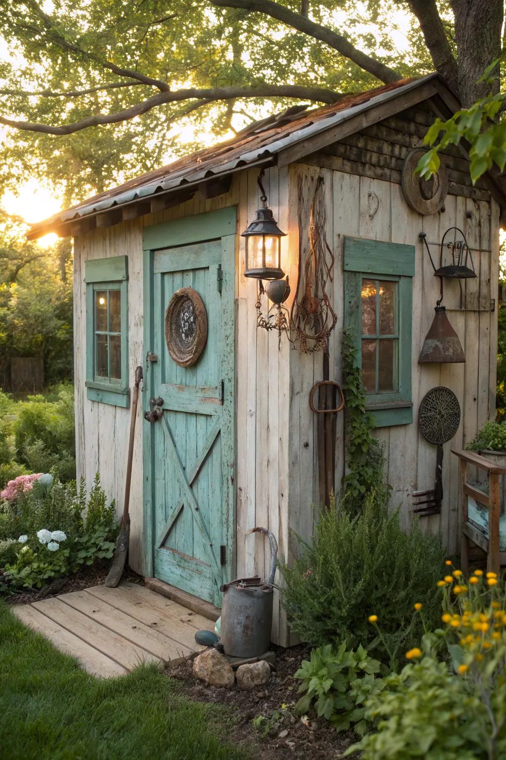 Step back in time with this charming vintage-inspired shed, a perfect blend of nostalgia and style.