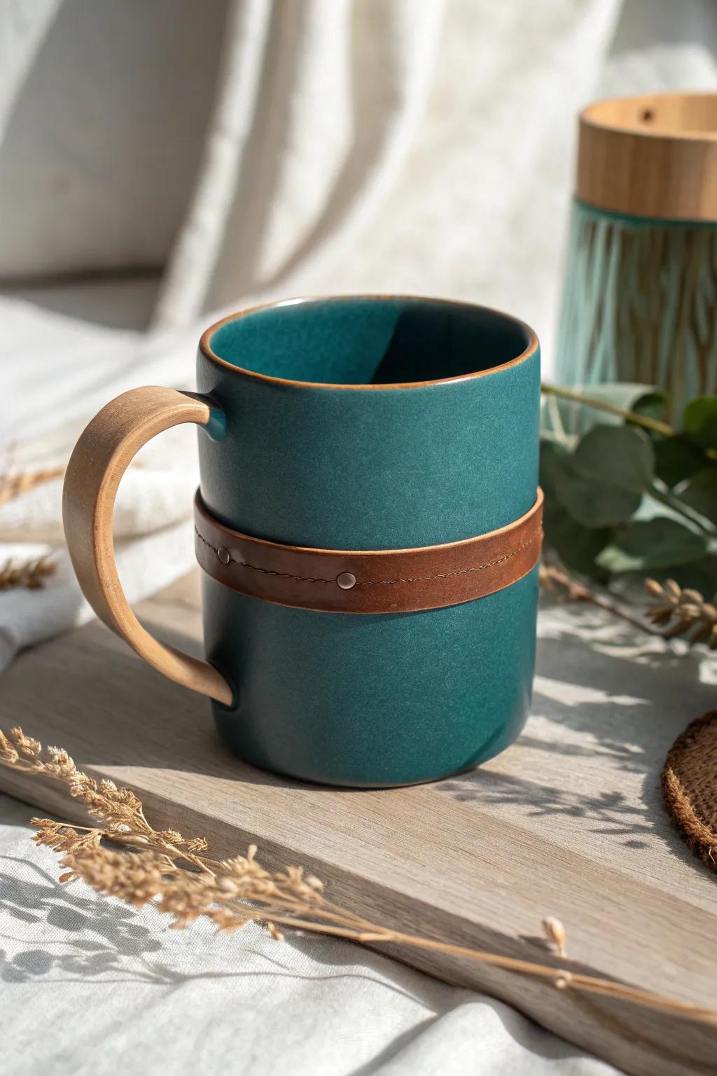 Elevate your coffee ritual with a mixed media masterpiece - where craftsmanship meets elegant simplicity.
