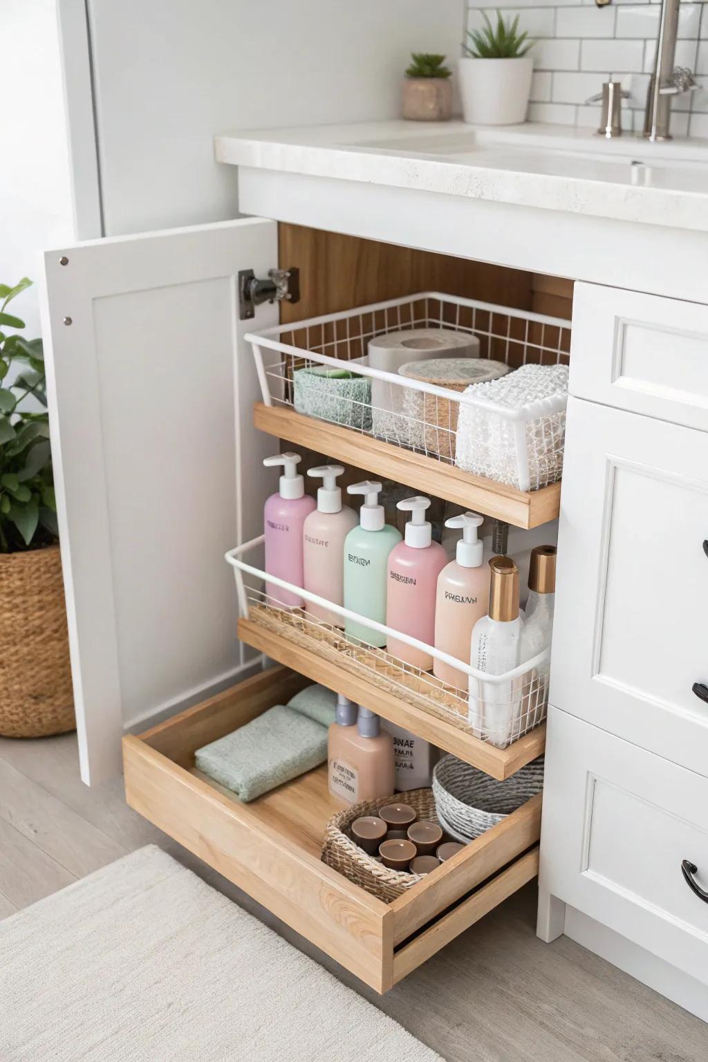Transform your kitchen chaos into calm with stylish under-sink storage solutions that blend Scandinavian simplicity with Boho charm.